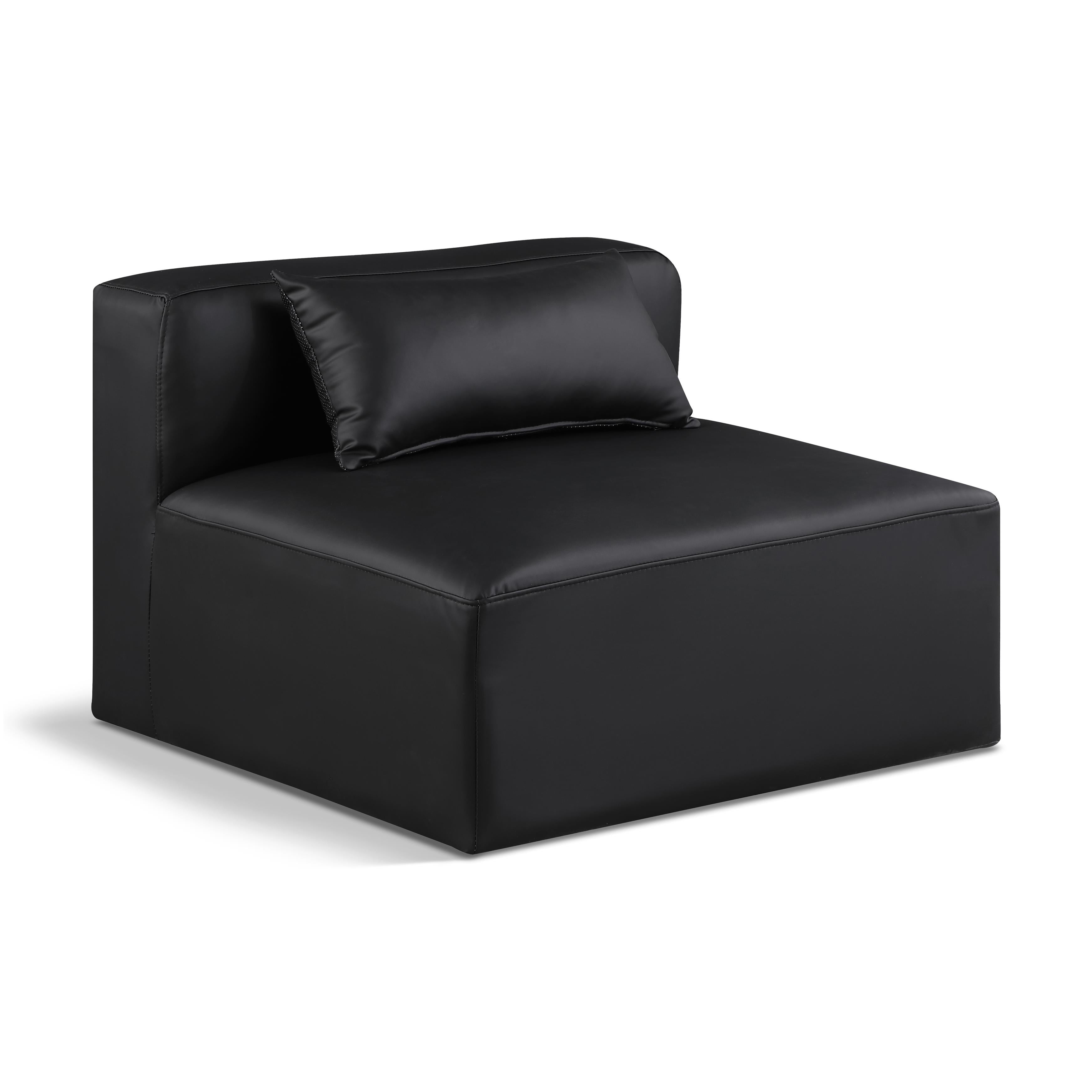 Meridian Cube Black Vegan Leather Armless Chair