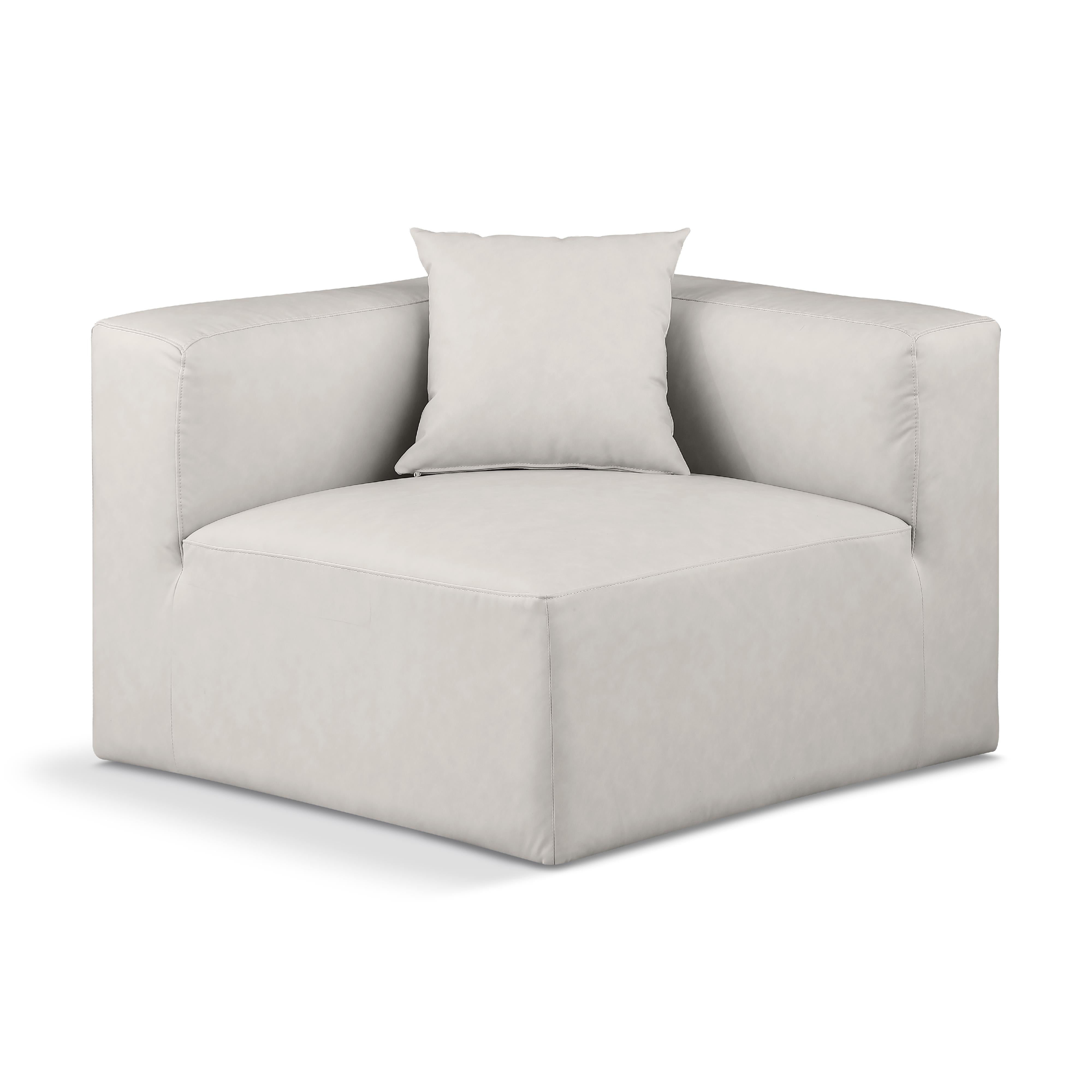 Meridian Cube Cream Vegan Leather Corner Chair