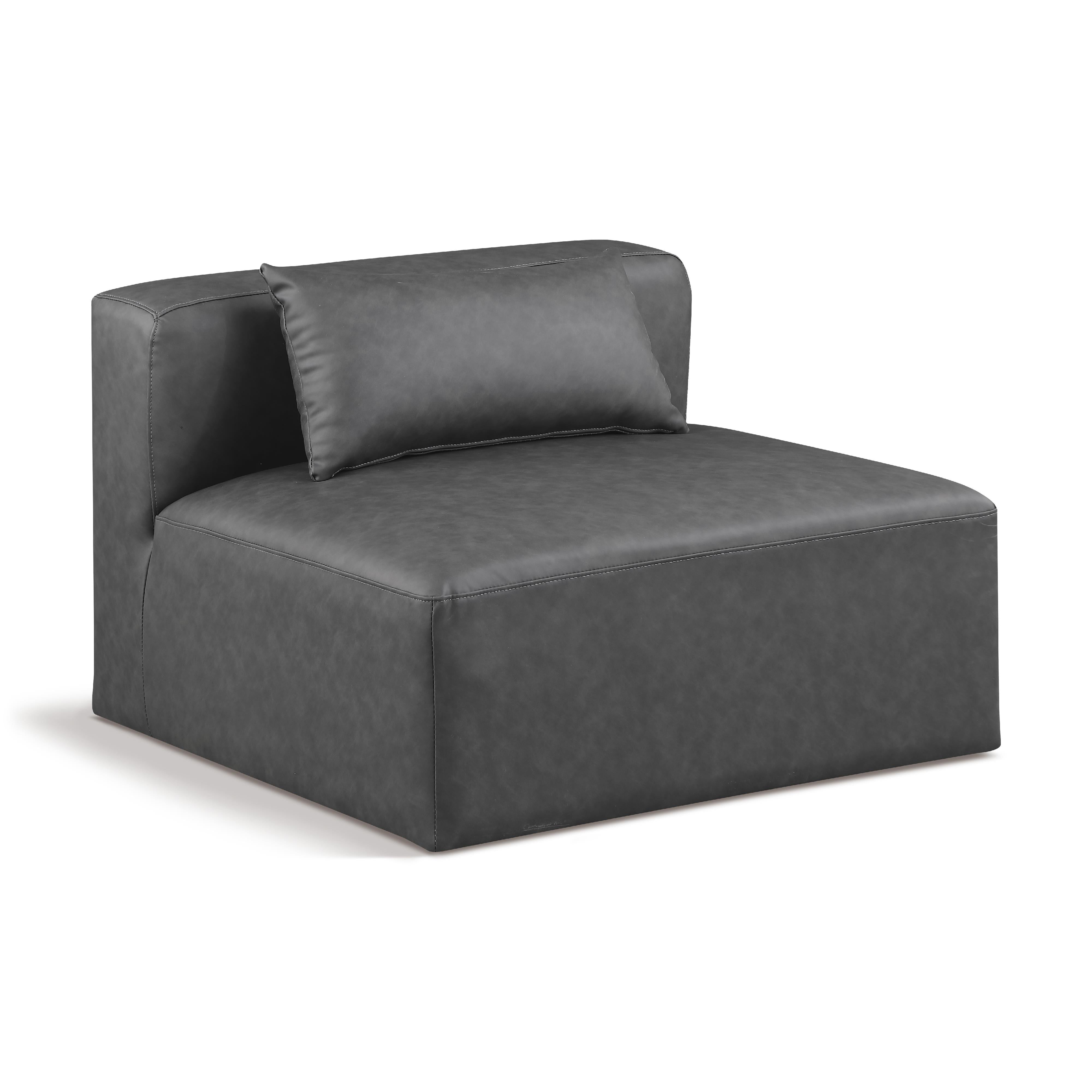 Meridian Cube Charcoal Grey Vegan Leather Armless Chair