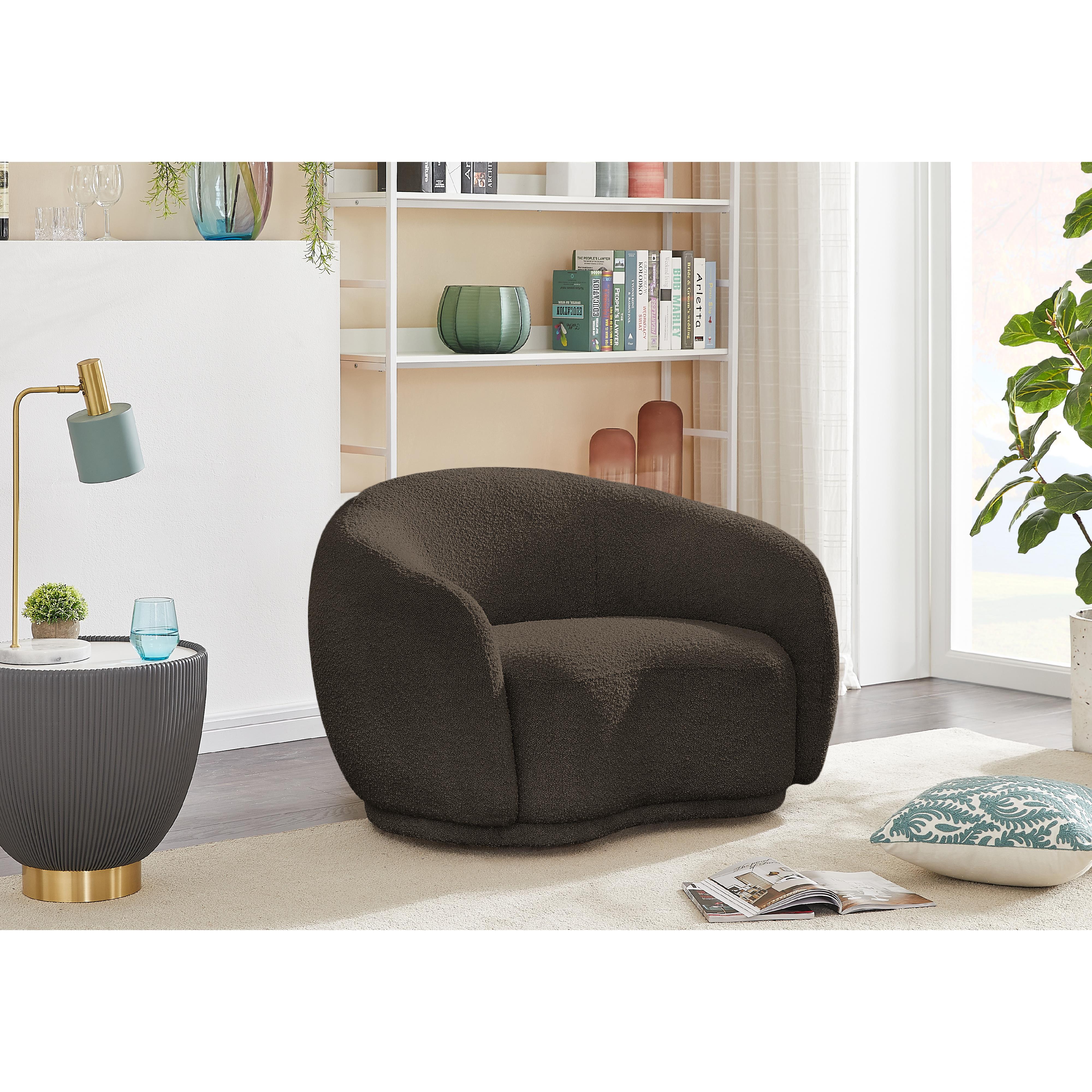 Meridian Hyde Brown Boucle Fabric Chair