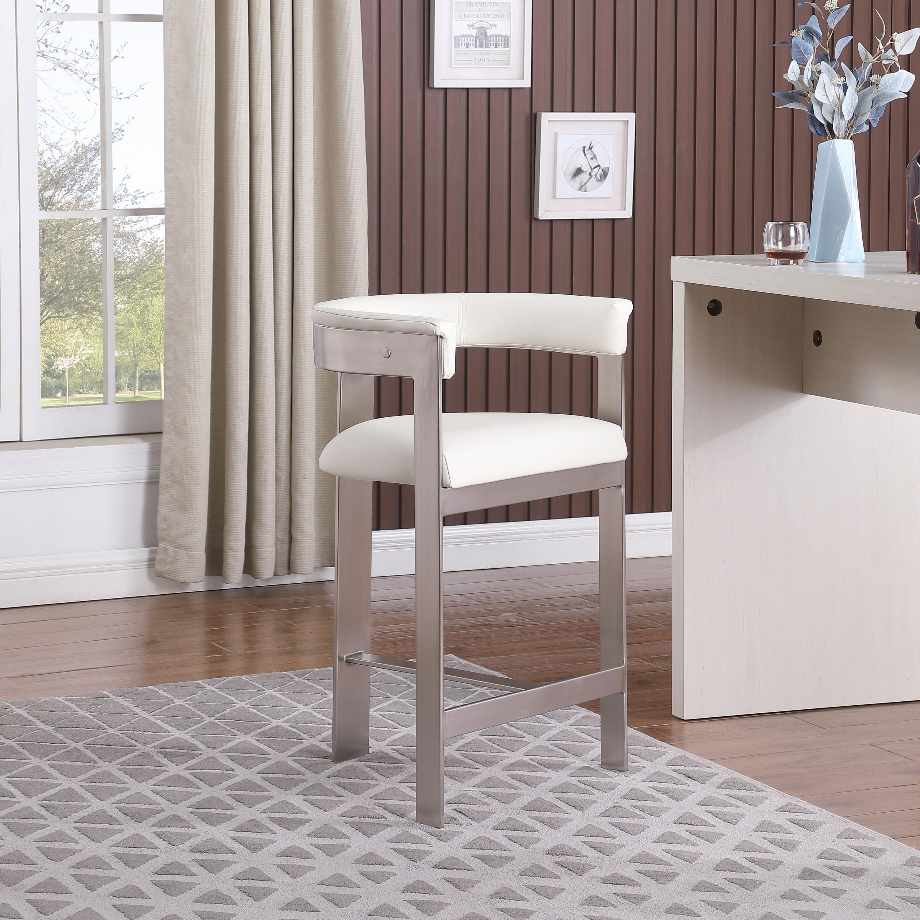 Meridian Romeo Cream Vegan Leather Counter Stool