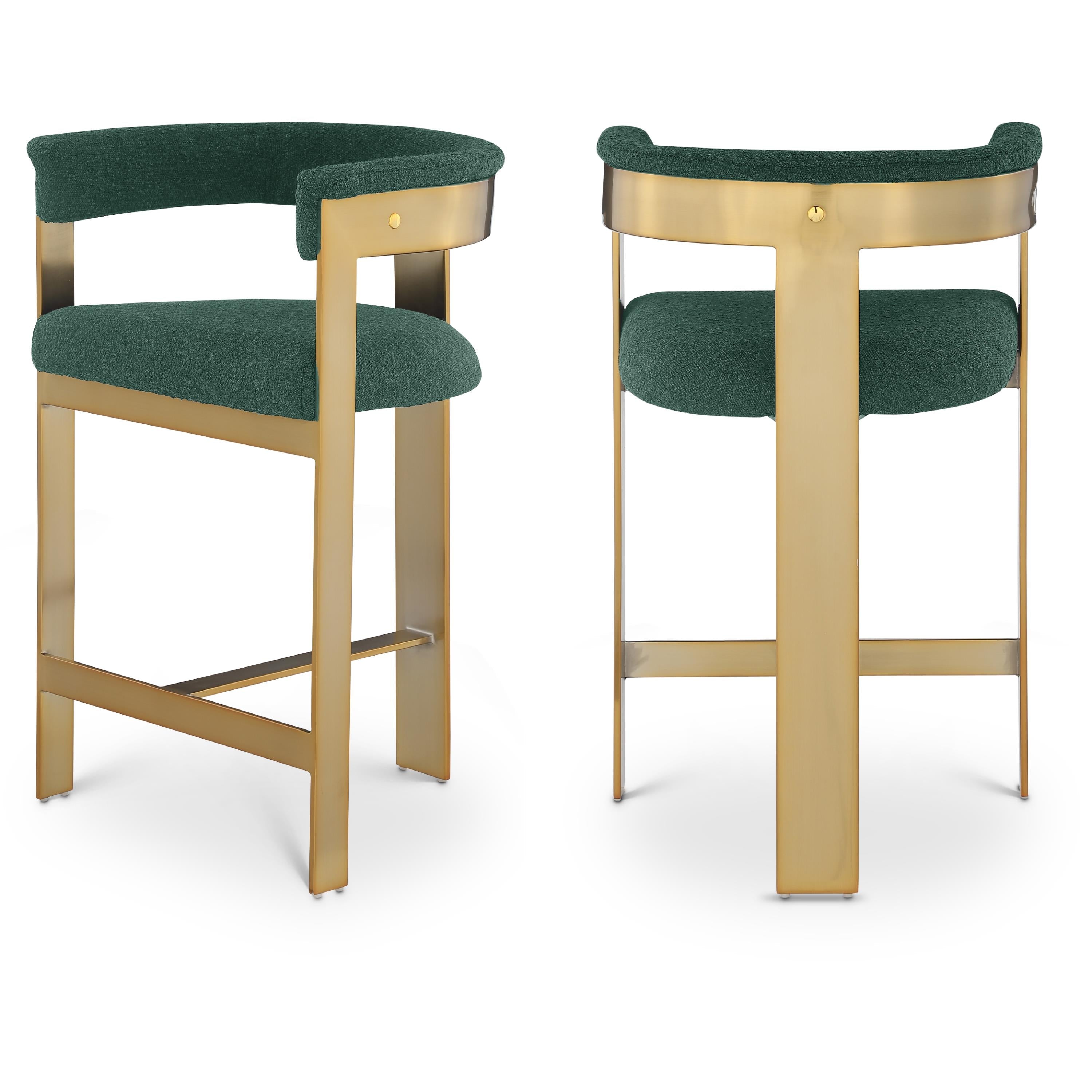 Meridian Romeo Green Boucle Fabric Counter Stool