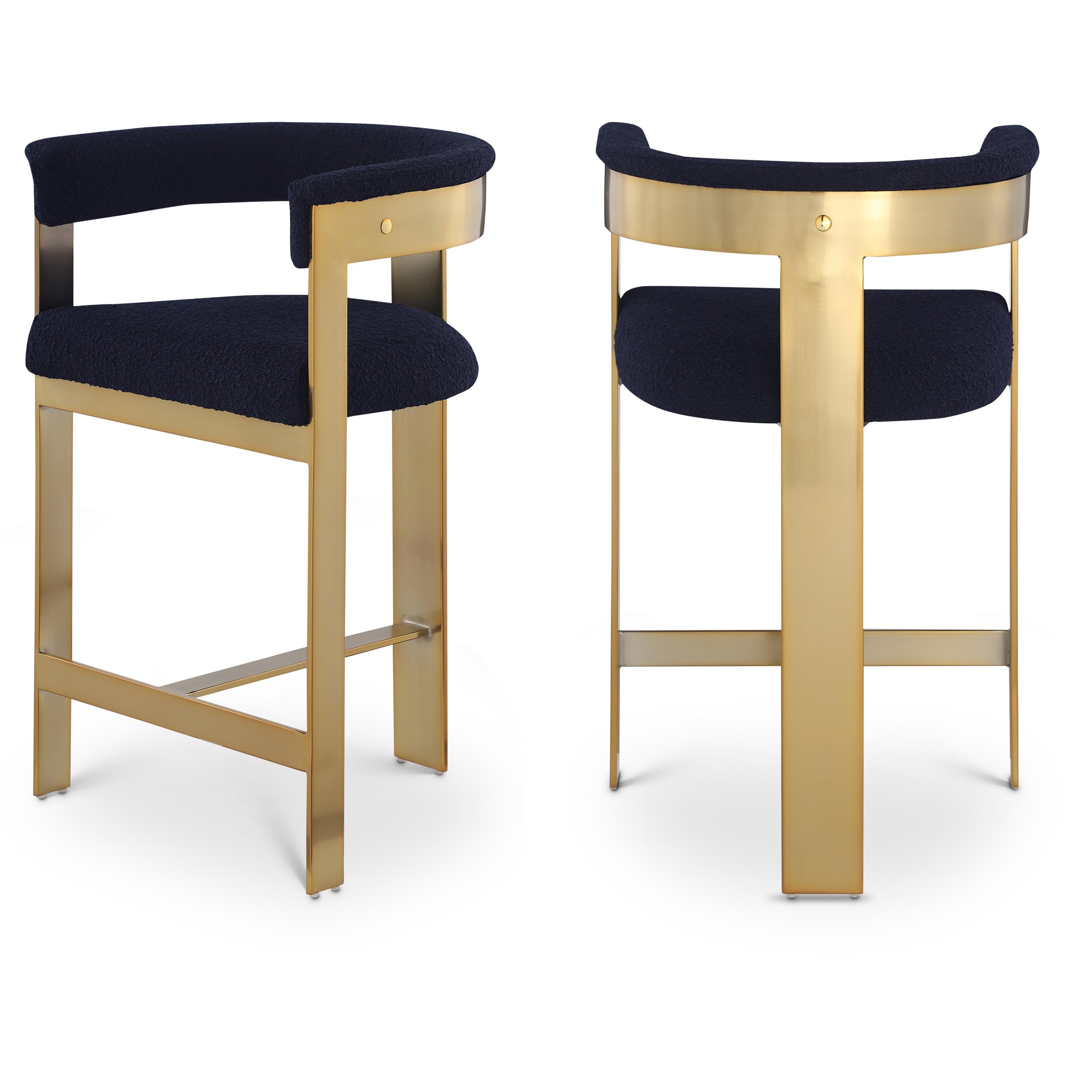Meridian Romeo Navy Boucle Fabric Counter Stool