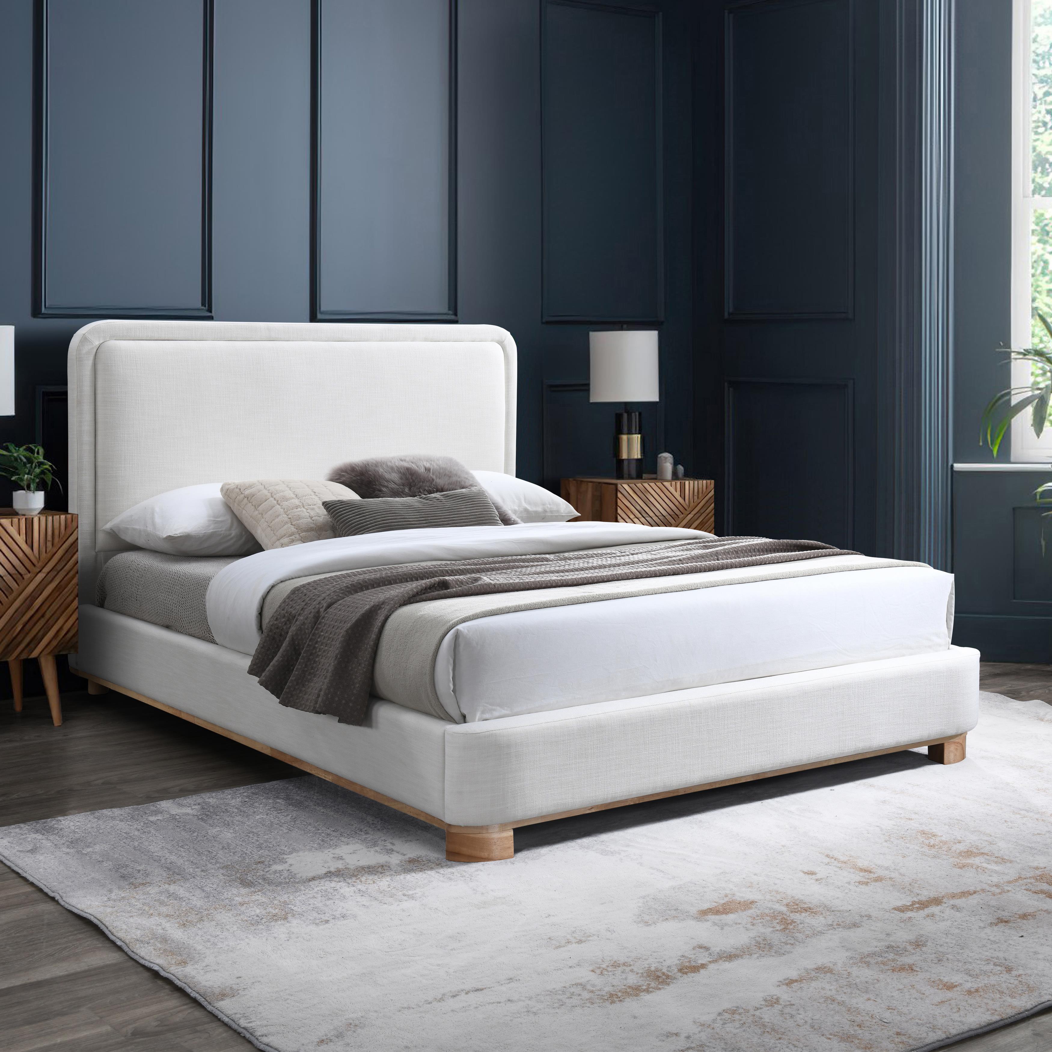 Meridian Nolita Cream Linen Textured Fabric Full Bed