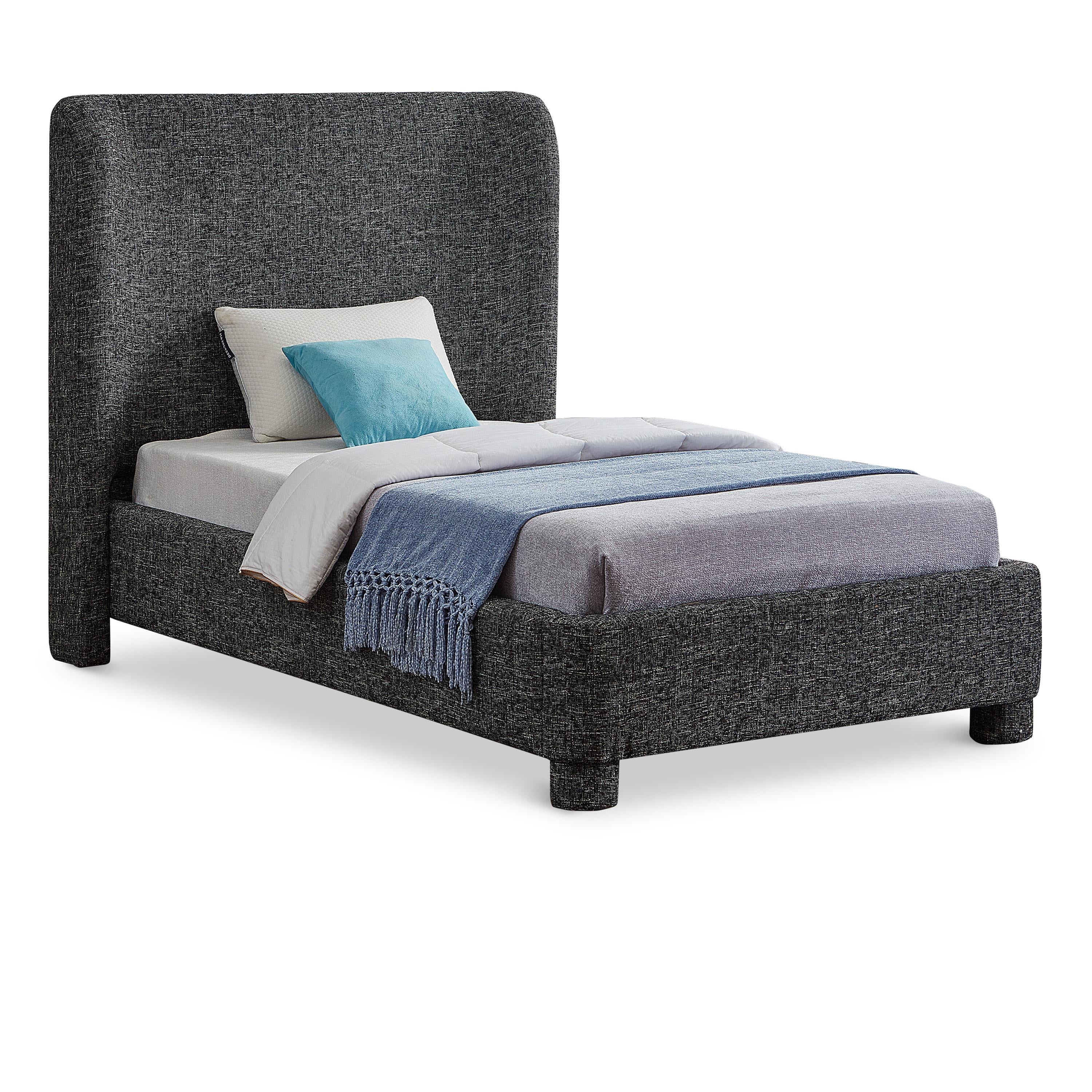 Meridian Penny Black Polyester Fabric Twin Bed