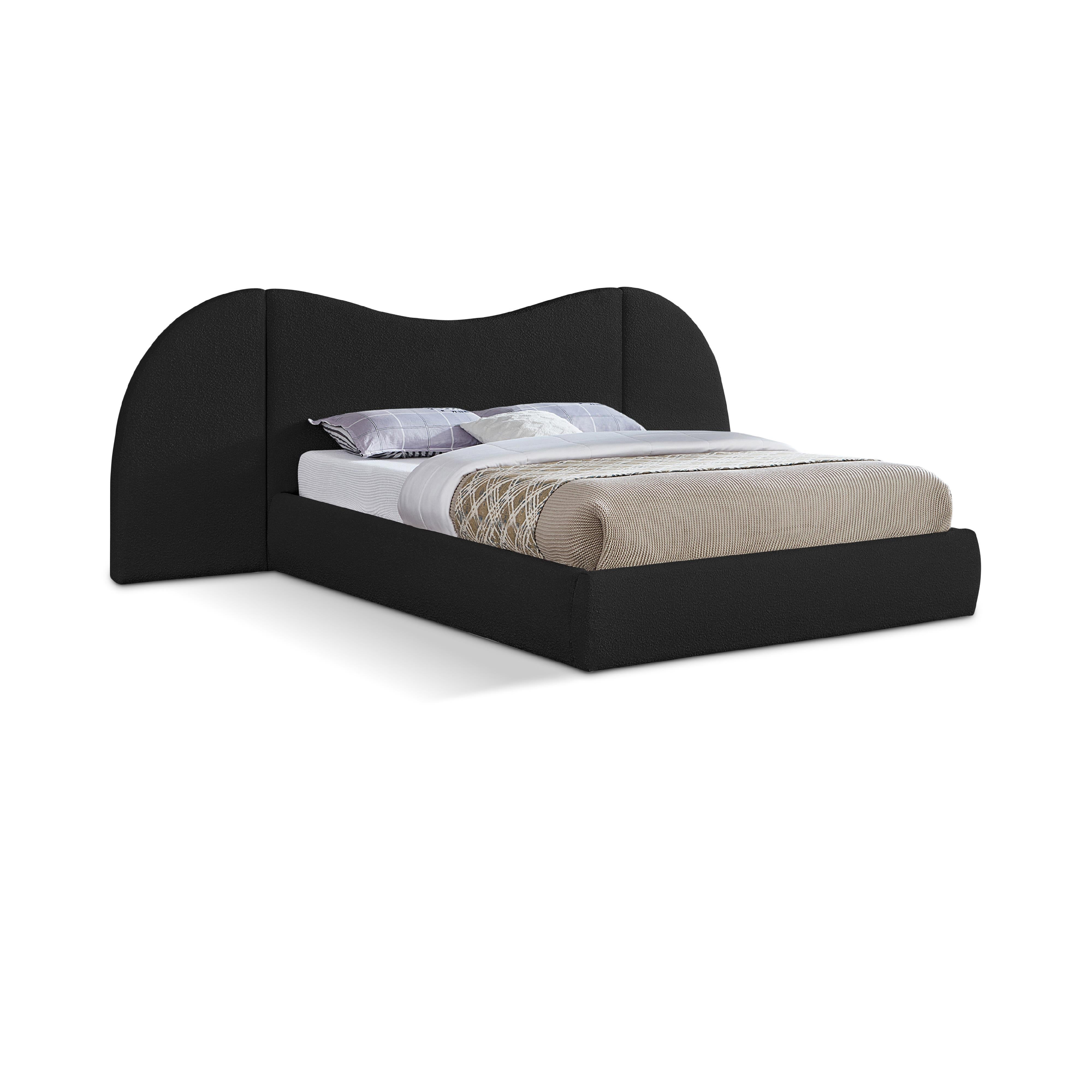 Meridian Everest Black Boucle Fabric Queen Bed (3 Boxes)
