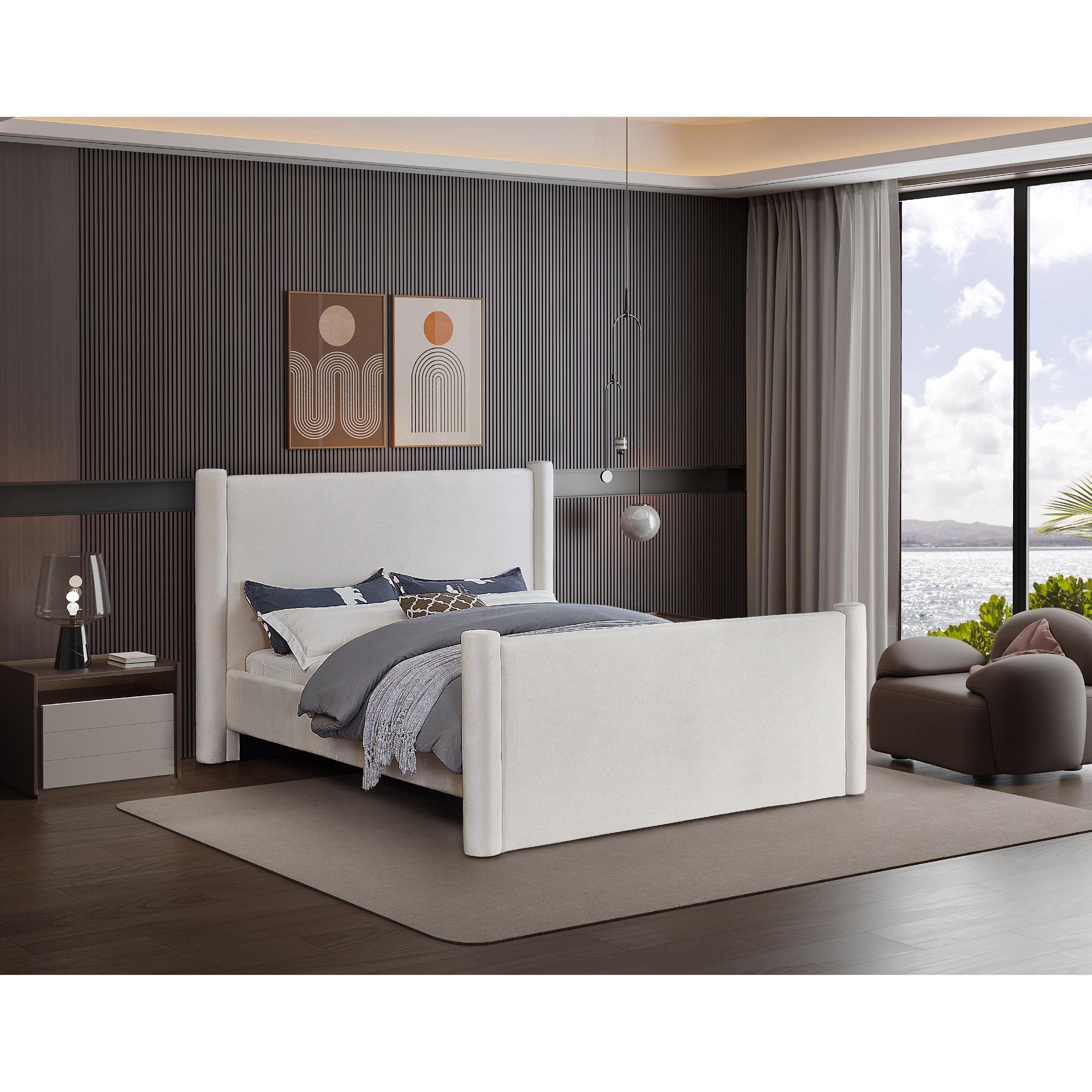 Meridian Elias Cream Velvet King Bed