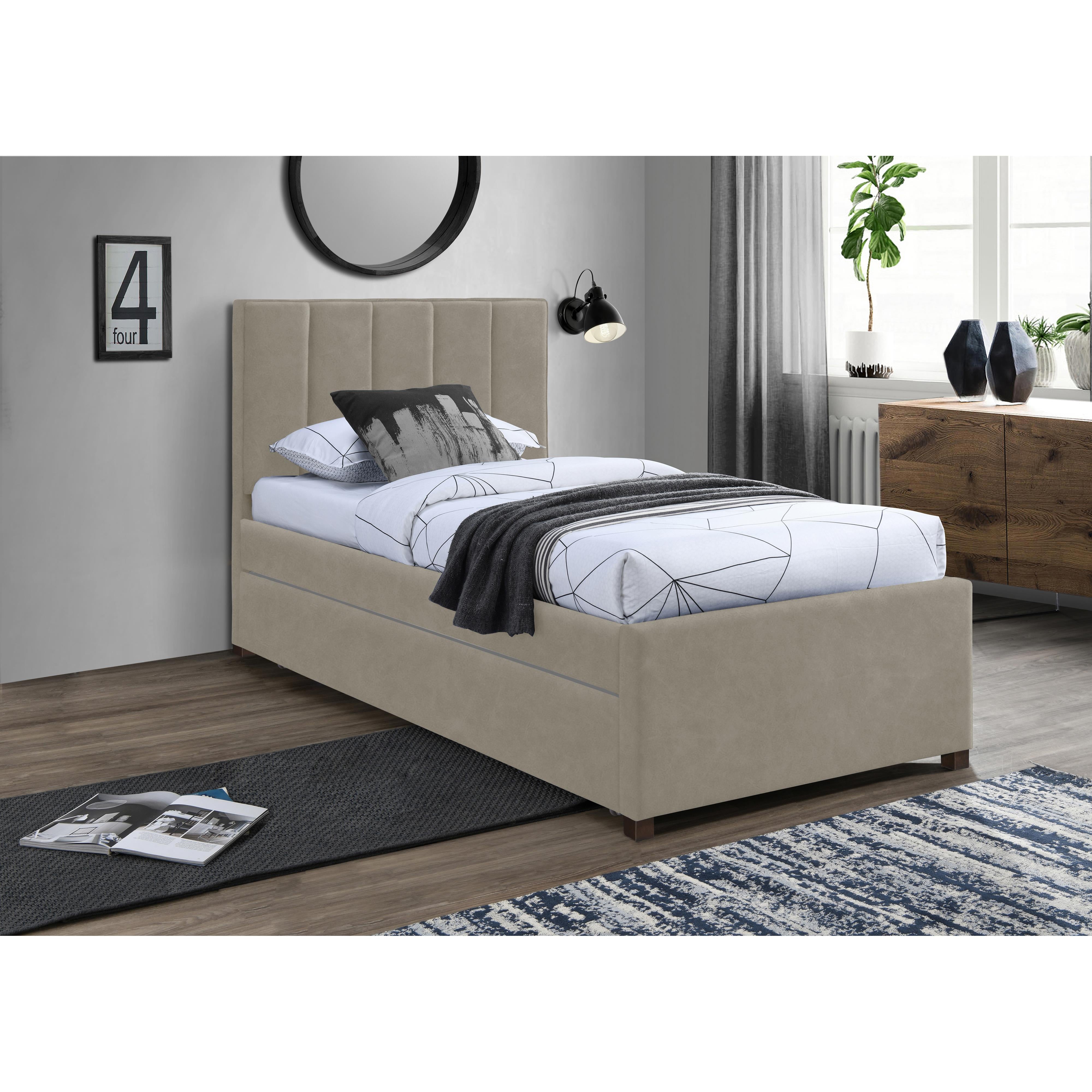 Meridian Hudson Beige Vegan Leather Twin Trundle Bed