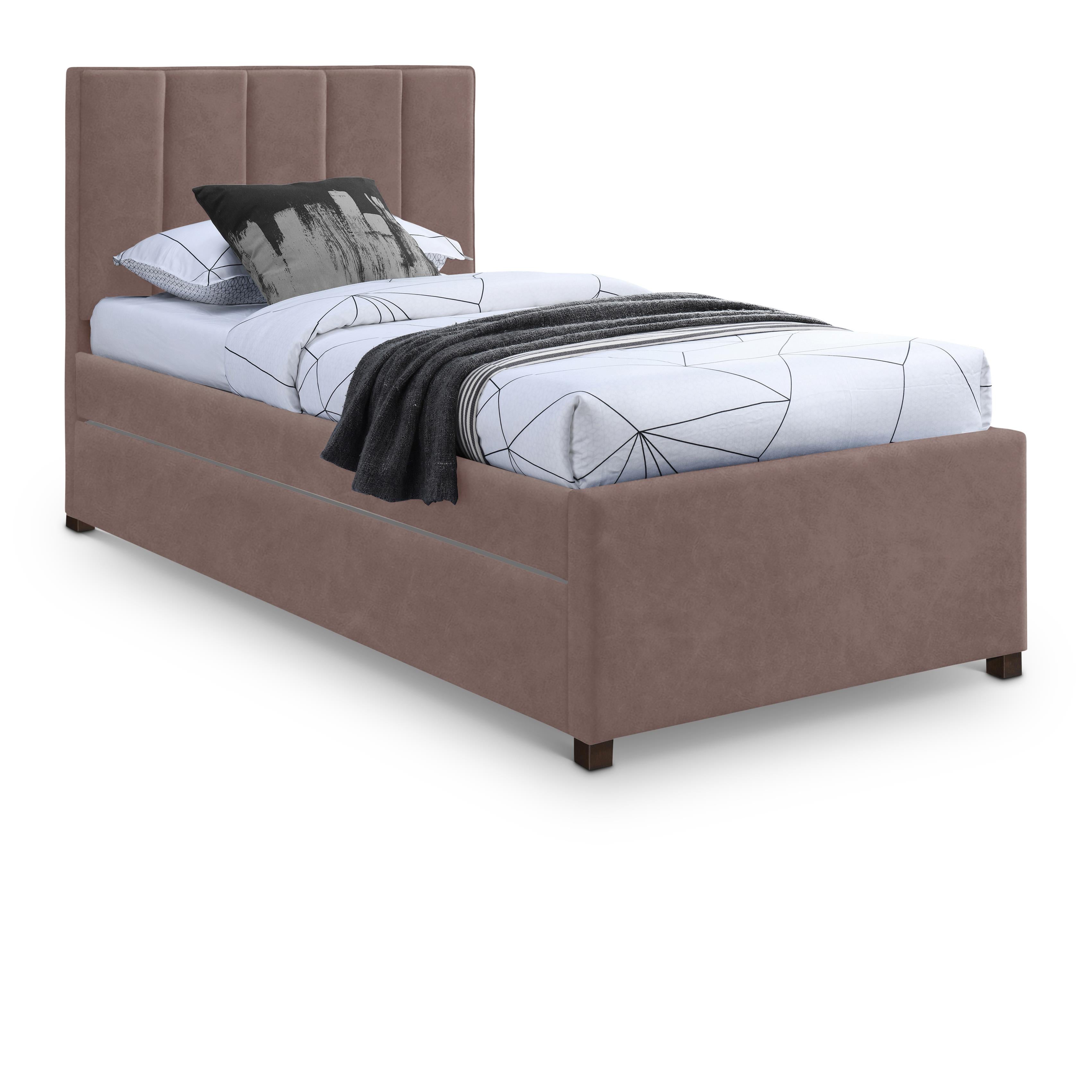 Meridian Hudson Brown Vegan Leather Twin Trundle Bed