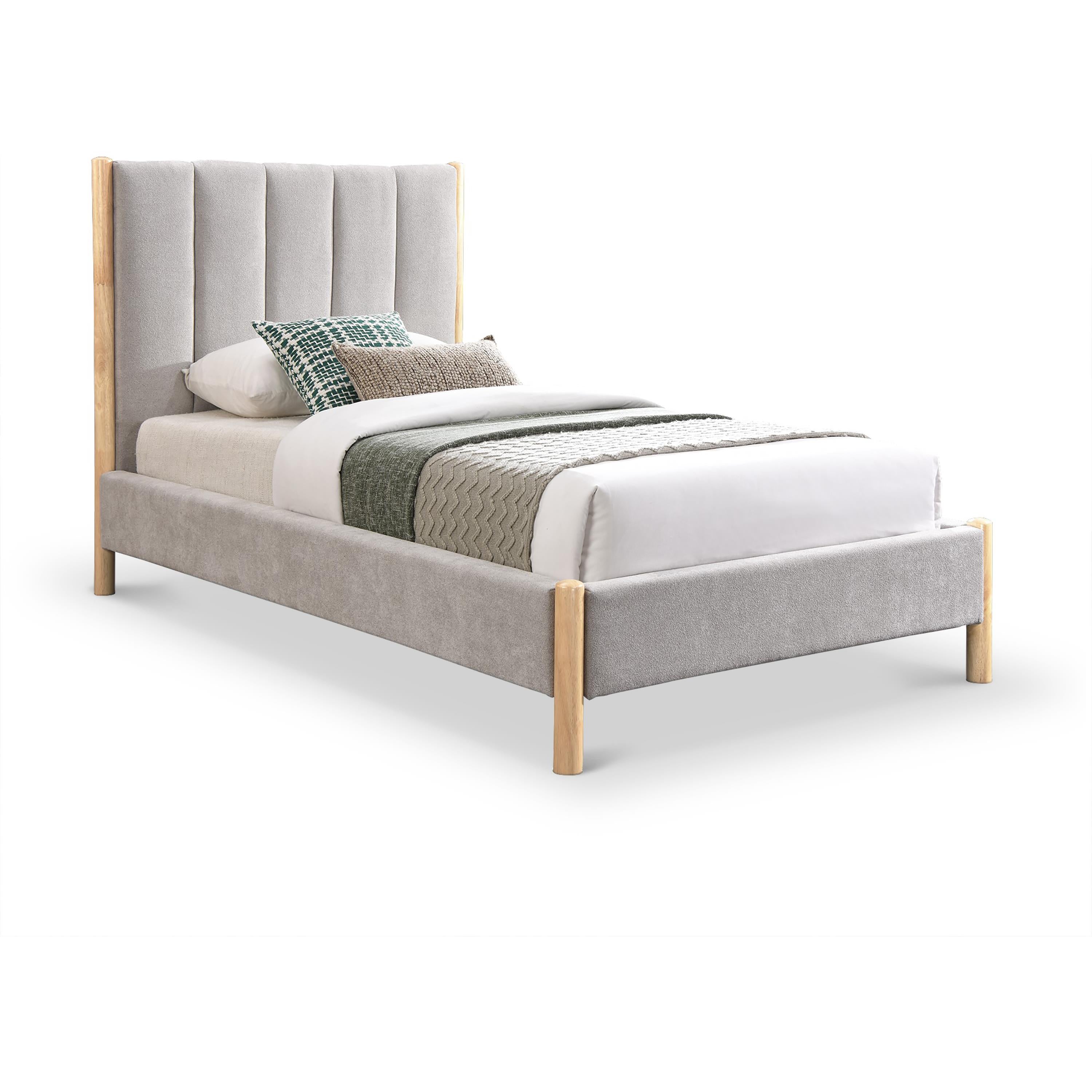 Meridian Kona Grey Polyester Fabric Twin Bed