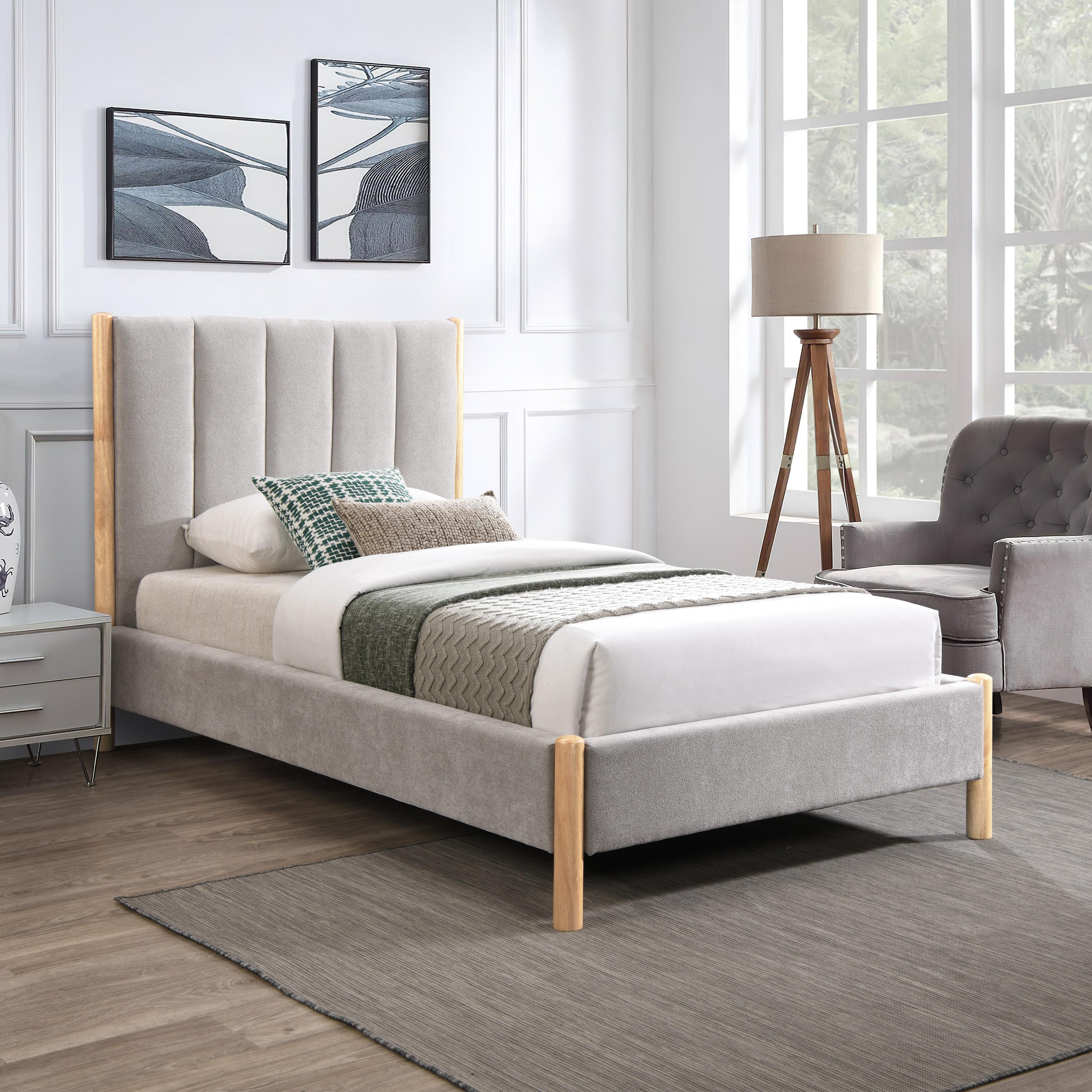 Meridian Kona Grey Polyester Fabric Twin Bed