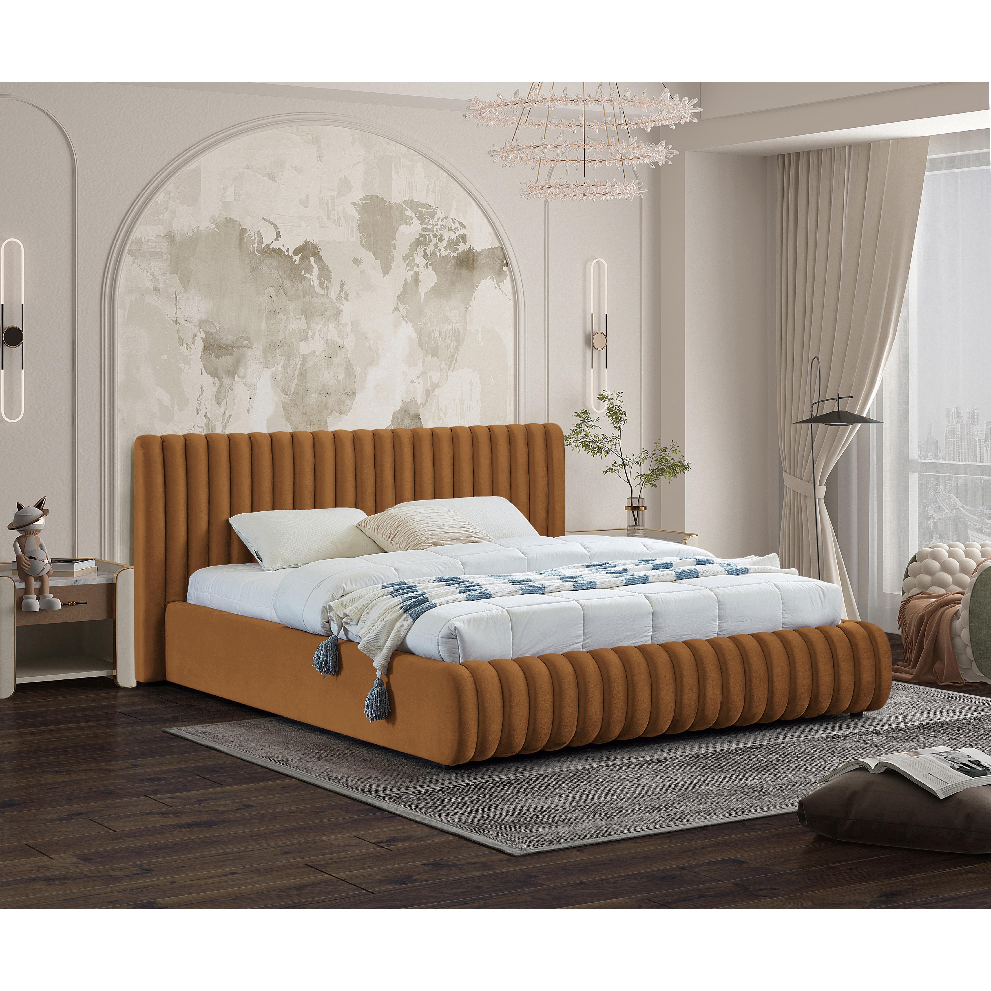 Meridian Nico Saddle Velvet Queen Bed