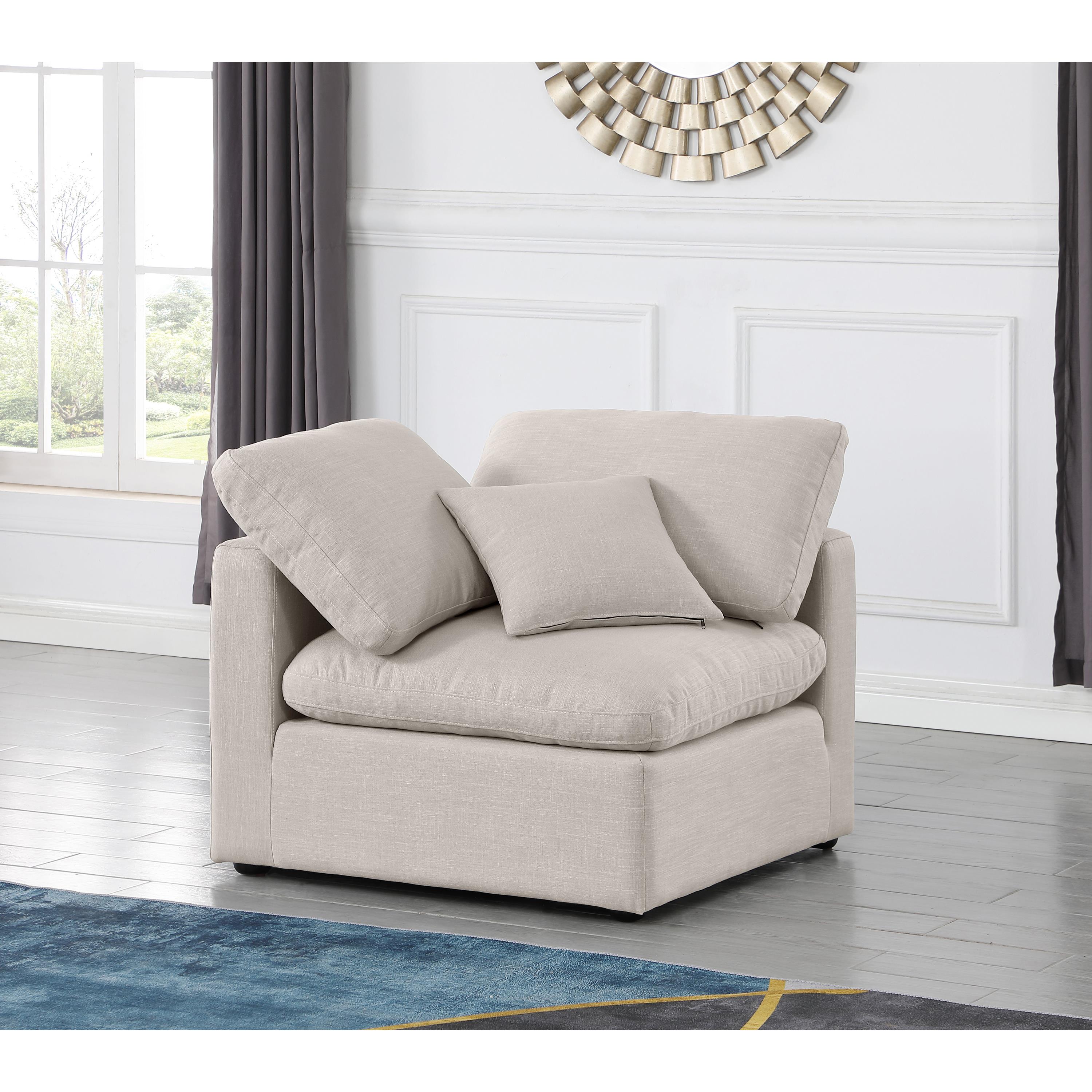 Meridian Indulge Beige Linen Textured Fabric Corner Chair