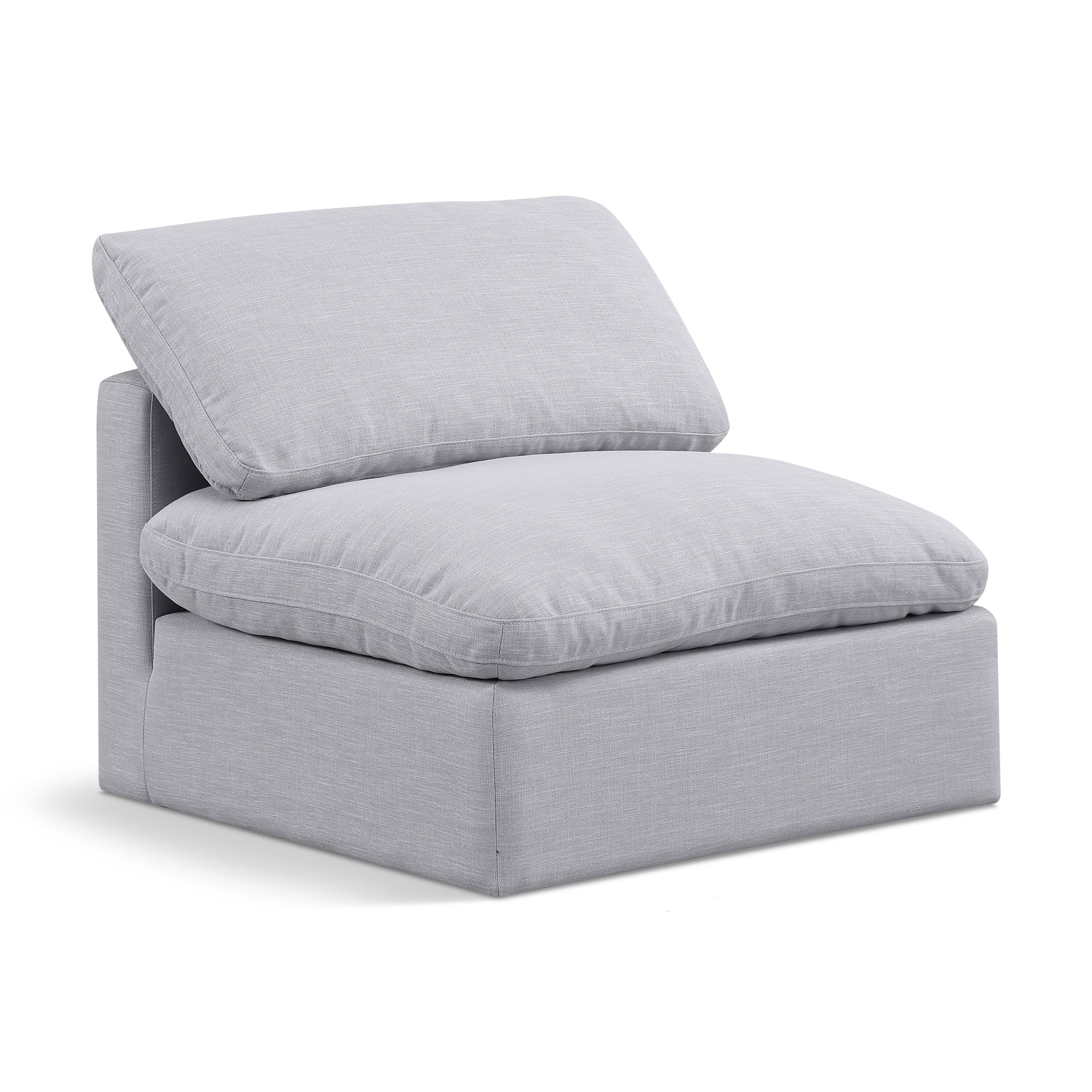 Meridian Indulge Grey Linen Textured Fabric Armless Chair