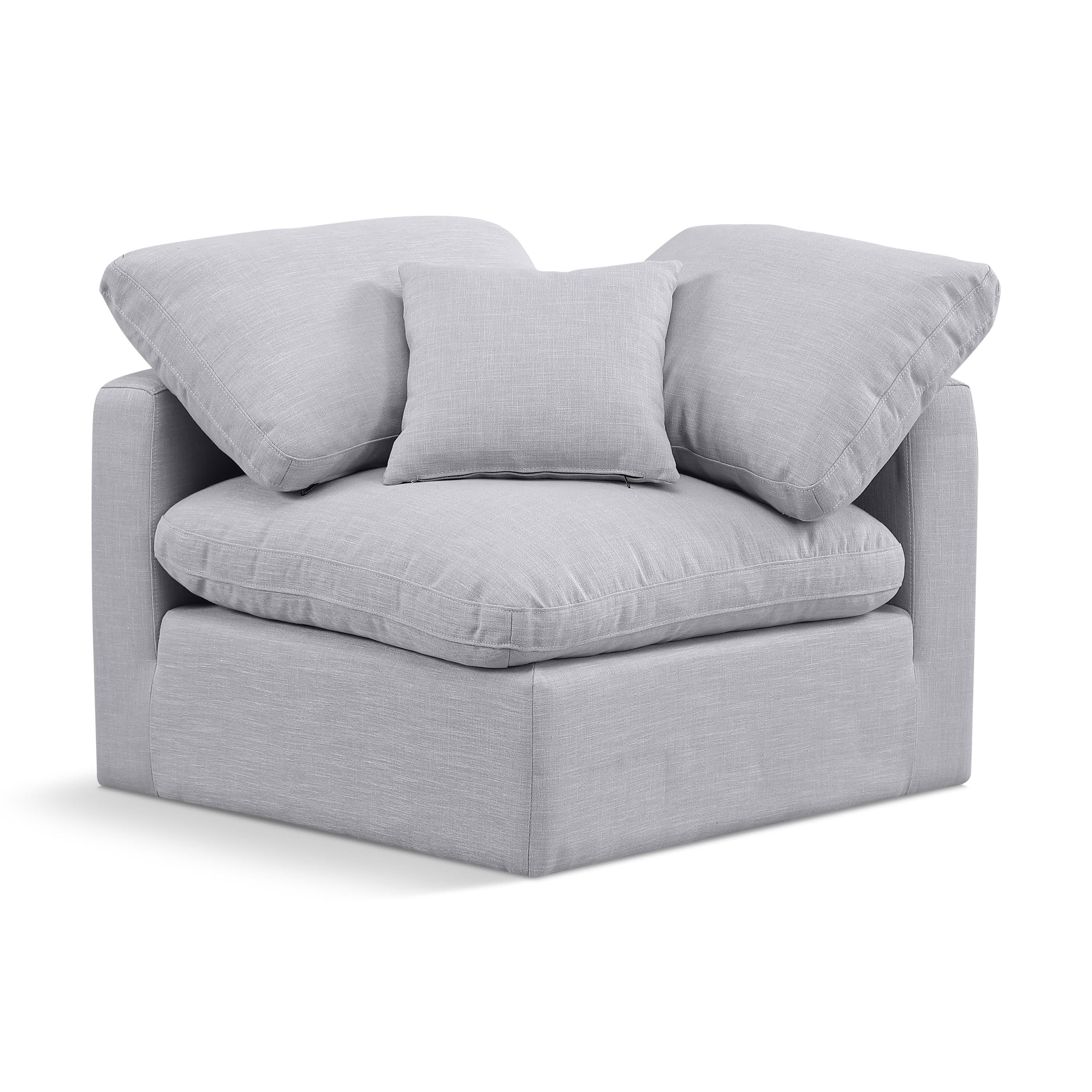 Meridian Indulge Grey Linen Textured Fabric Corner Chair