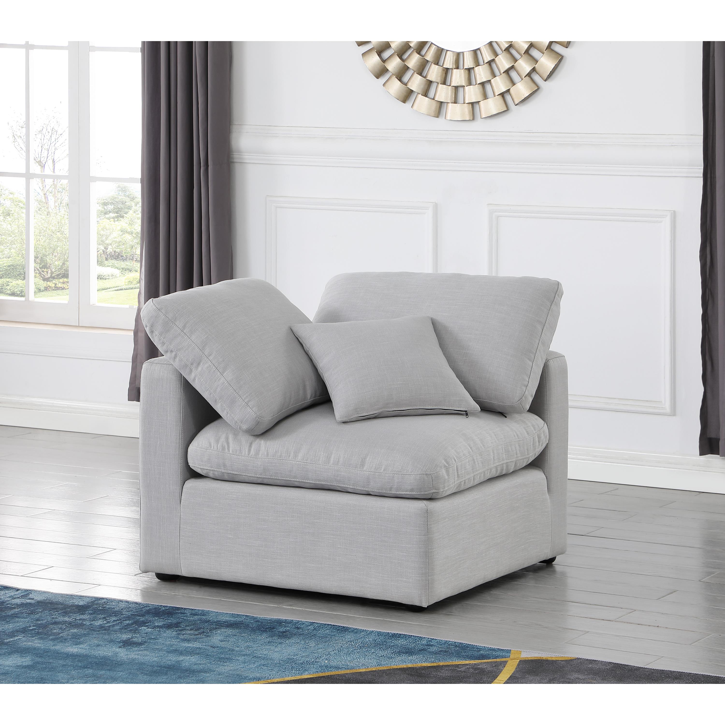 Meridian Indulge Grey Linen Textured Fabric Corner Chair