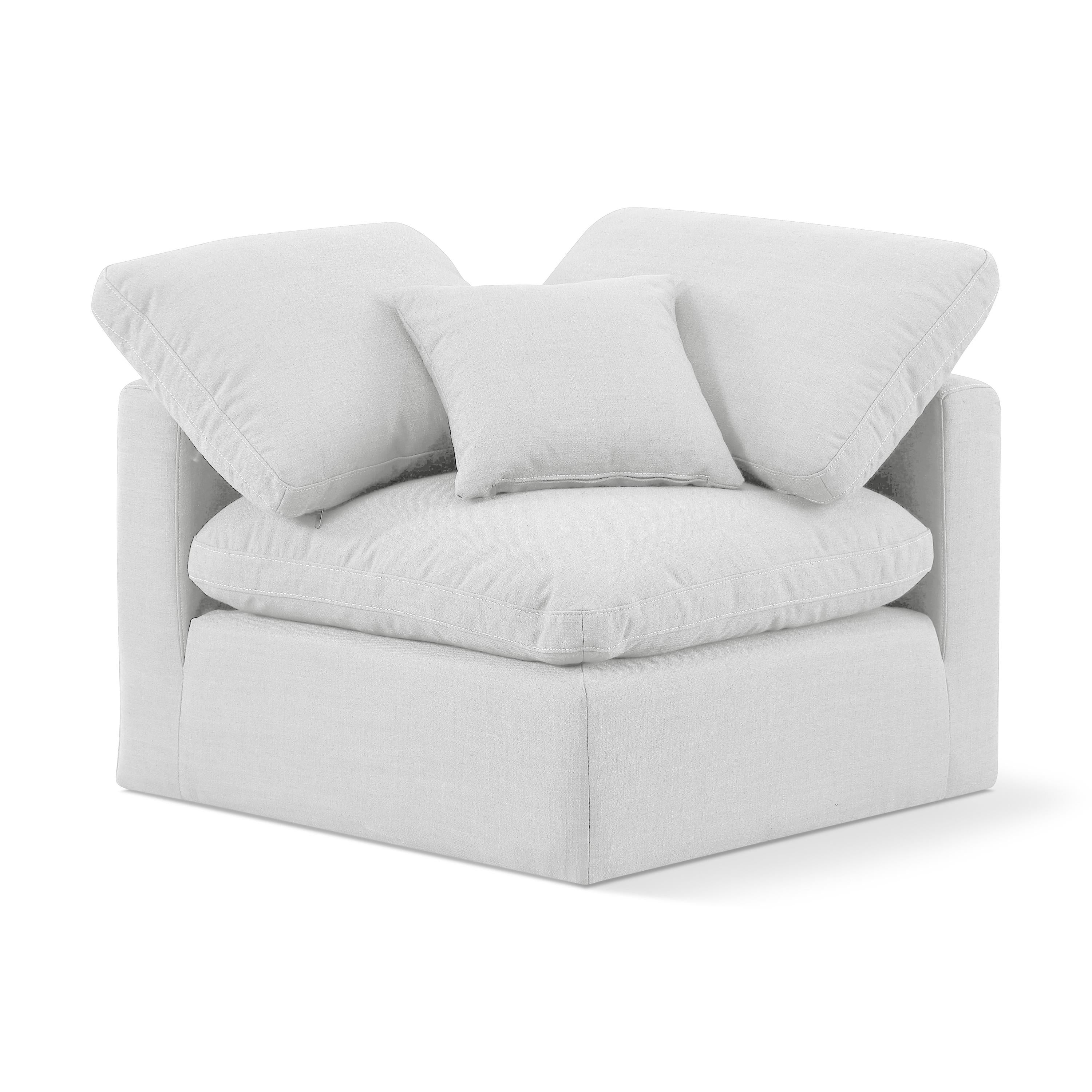 Meridian Indulge White Linen Textured Fabric Corner Chair