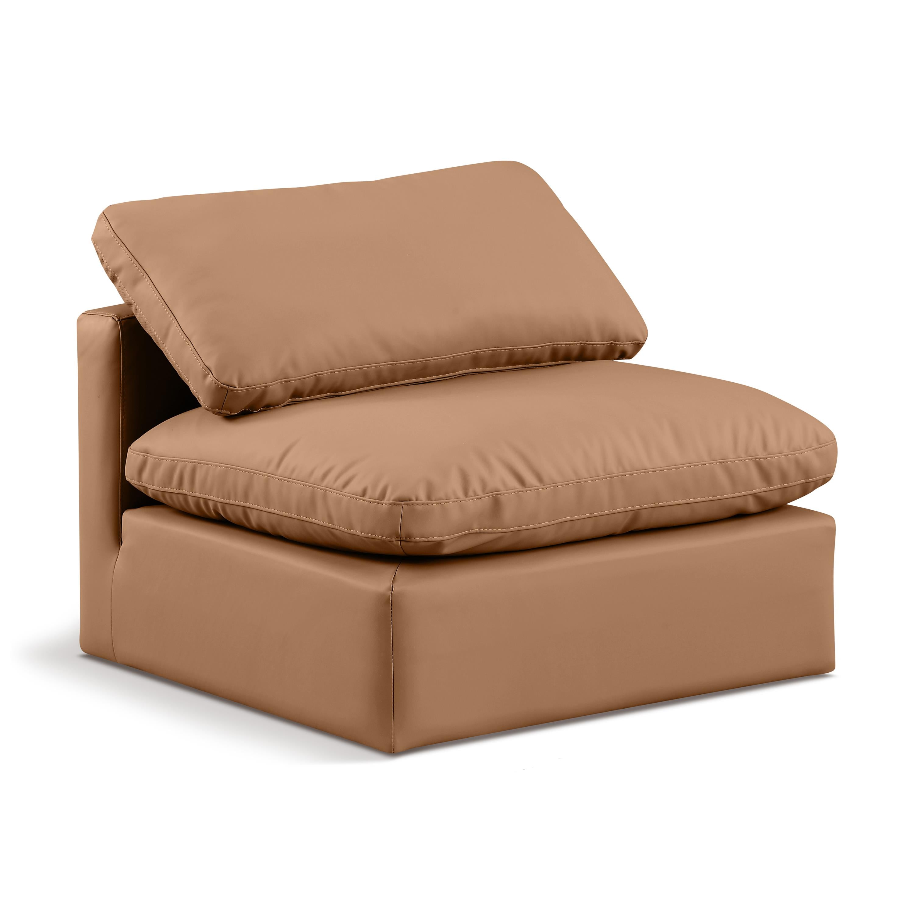 Meridian Indulge Cognac Vegan Leather Armless Chair