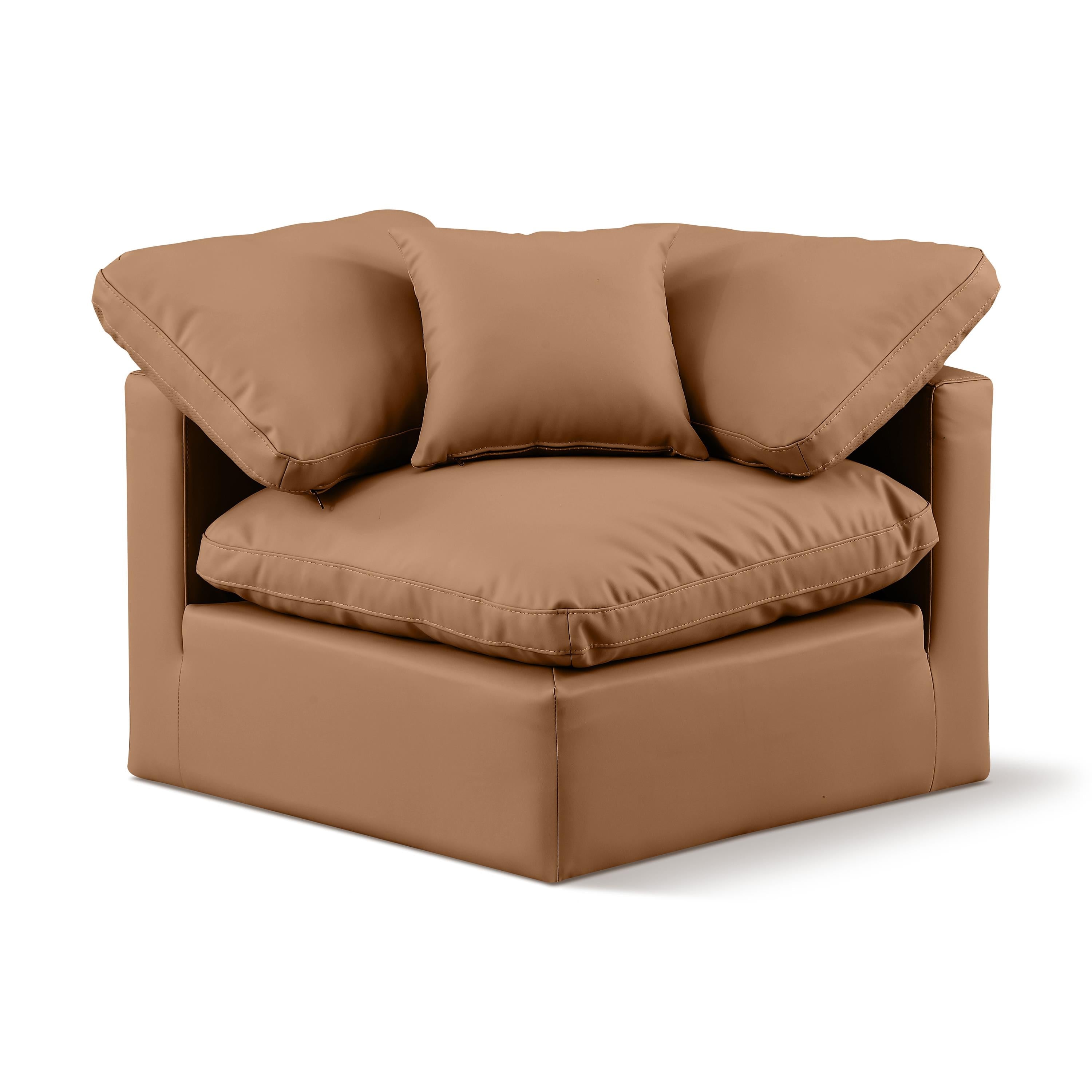 Meridian Indulge Cognac Vegan Leather Corner Chair