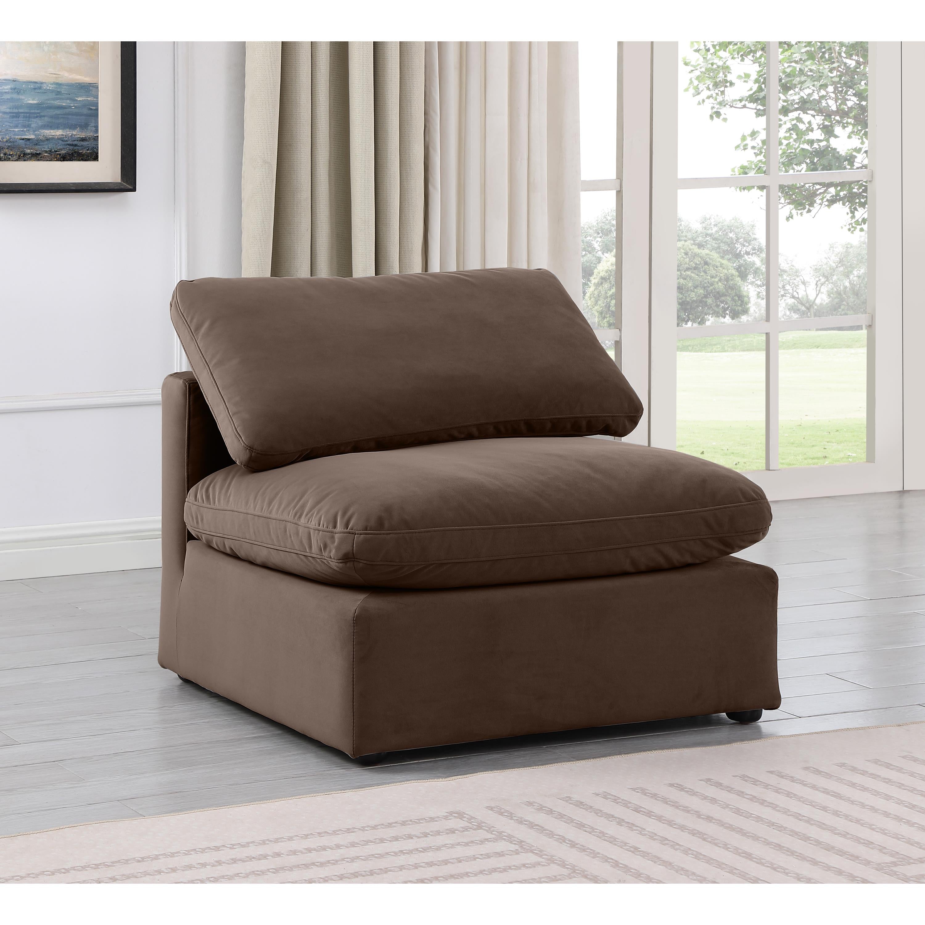 Meridian Indulge Brown Velvet Armless Chair