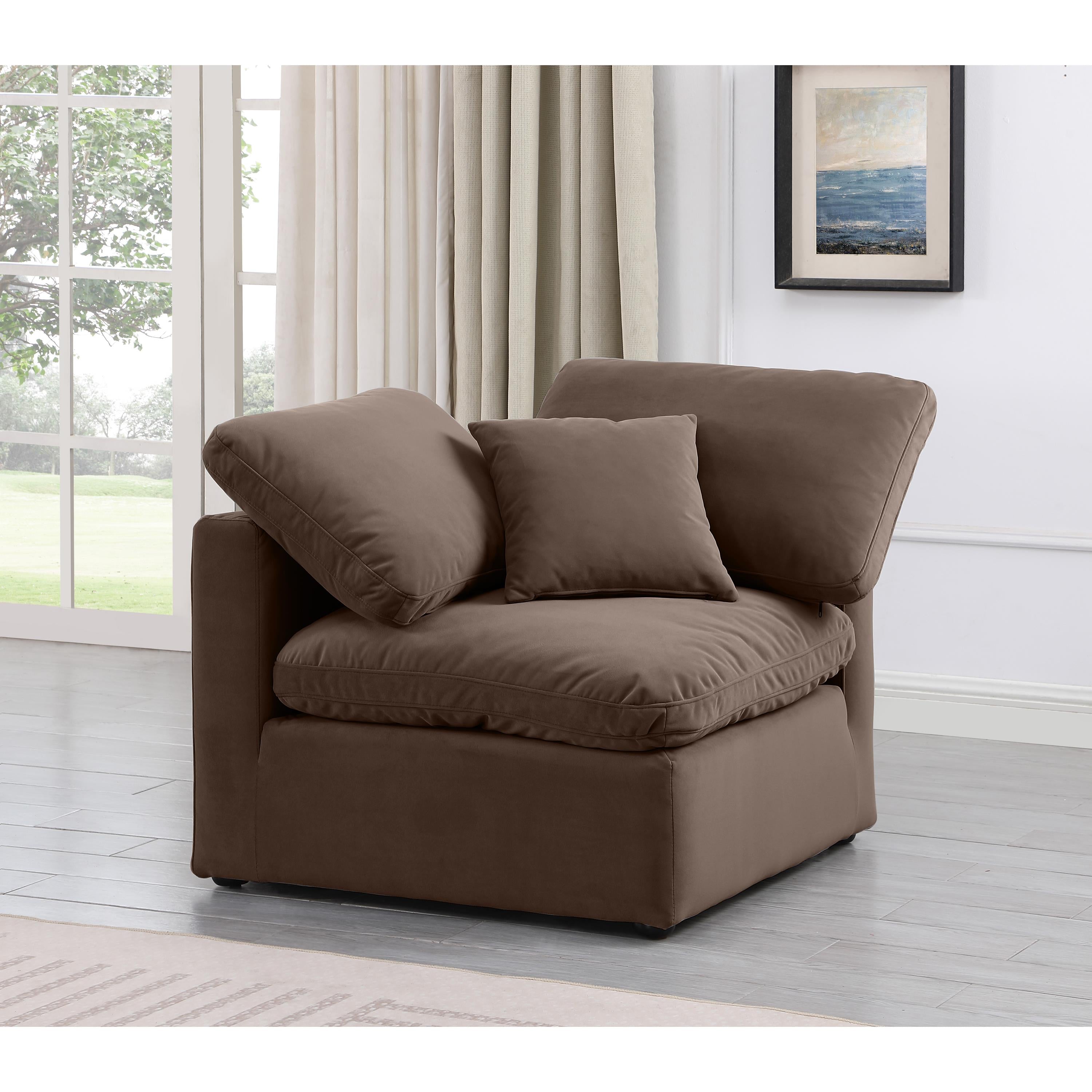Meridian Indulge Brown Velvet Corner Chair