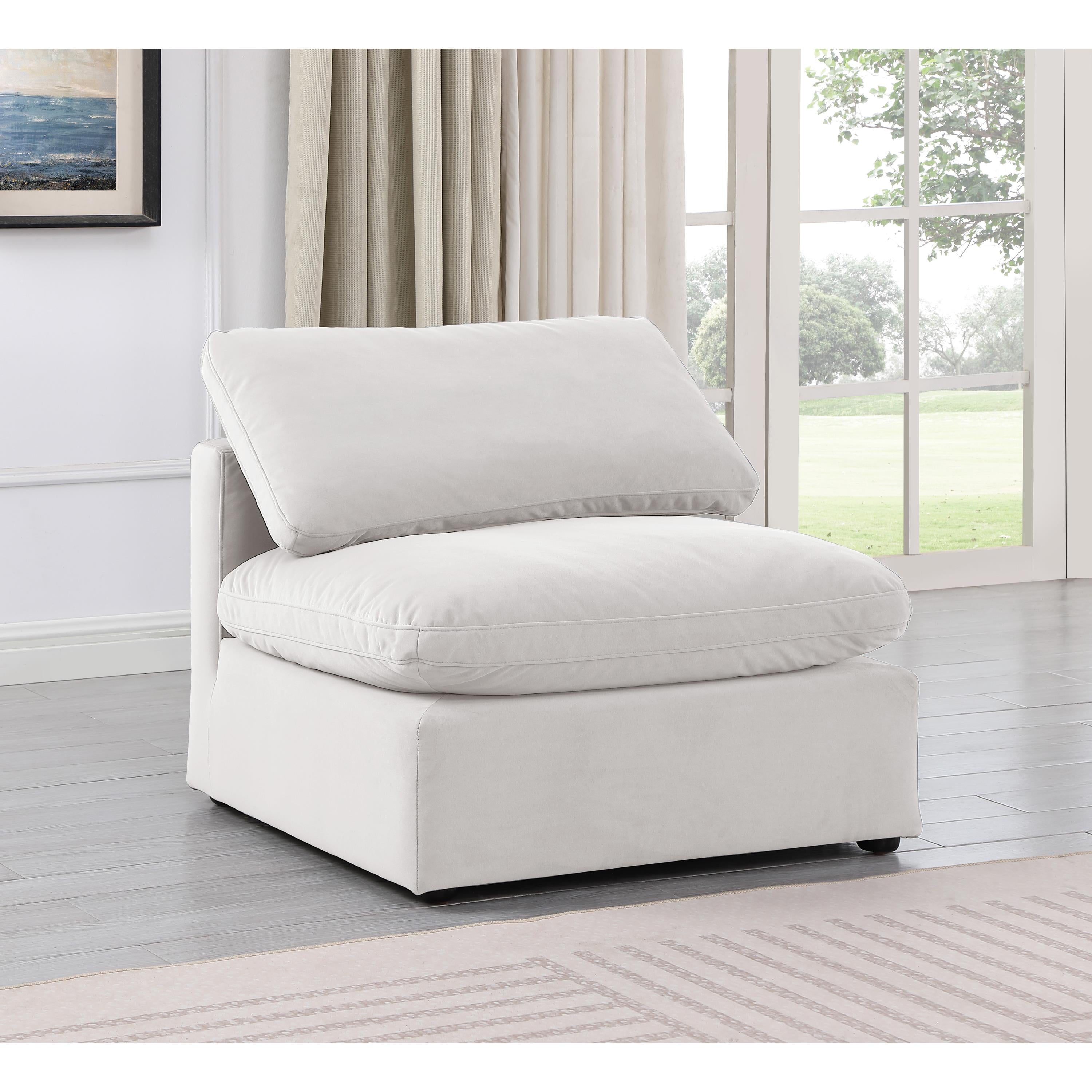 Meridian Indulge Cream Velvet Armless Chair