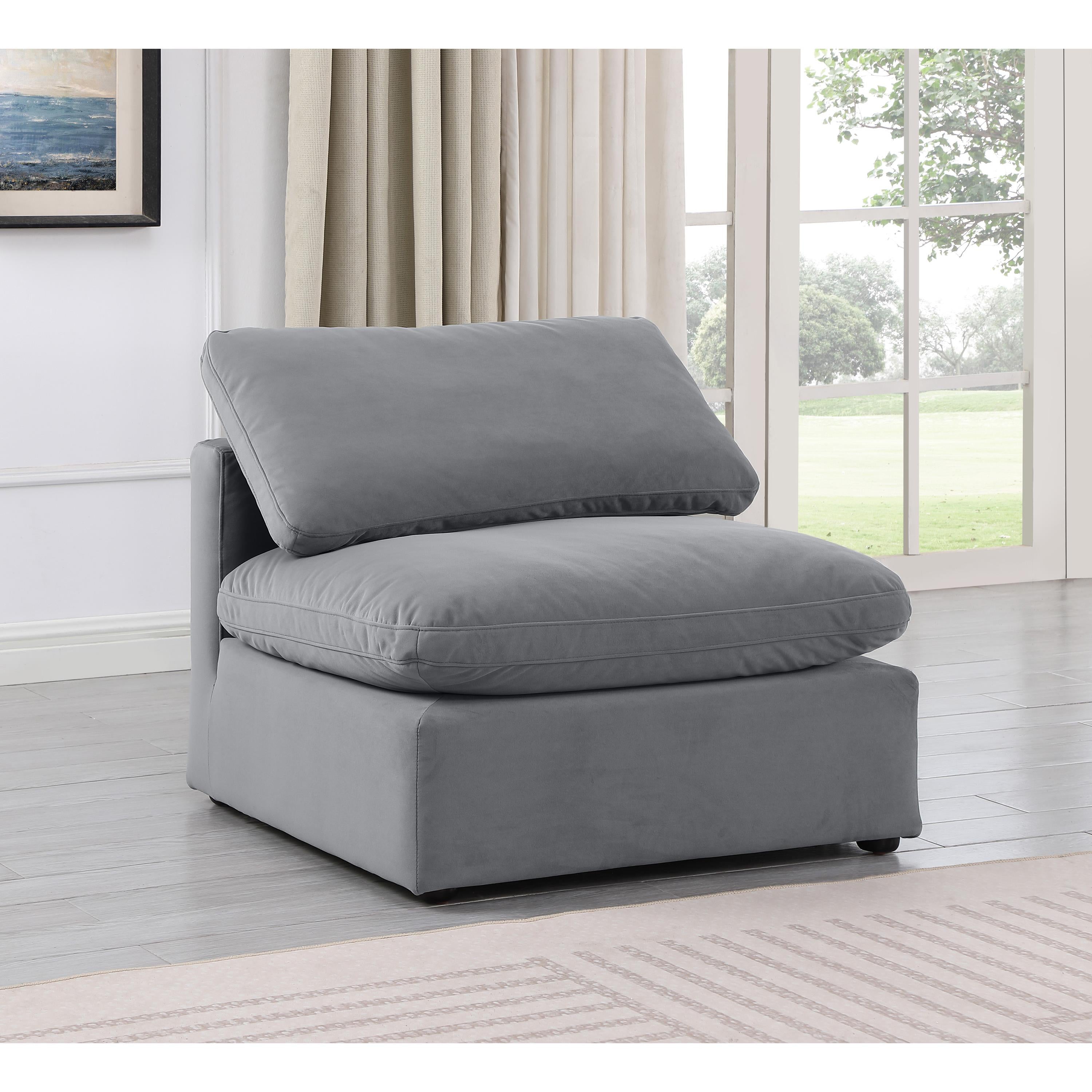 Meridian Indulge Grey Velvet Armless Chair