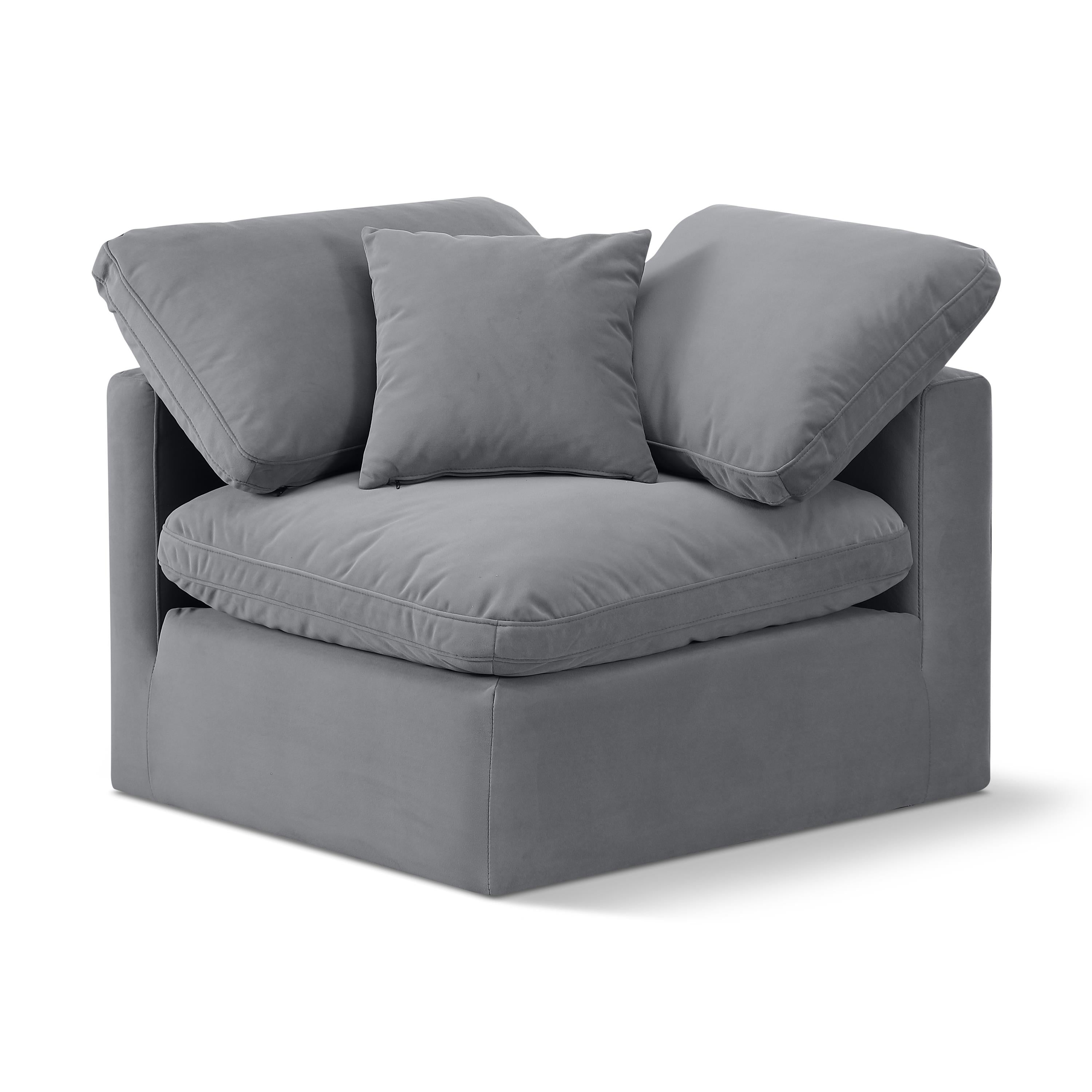 Meridian Indulge Grey Velvet Corner Chair