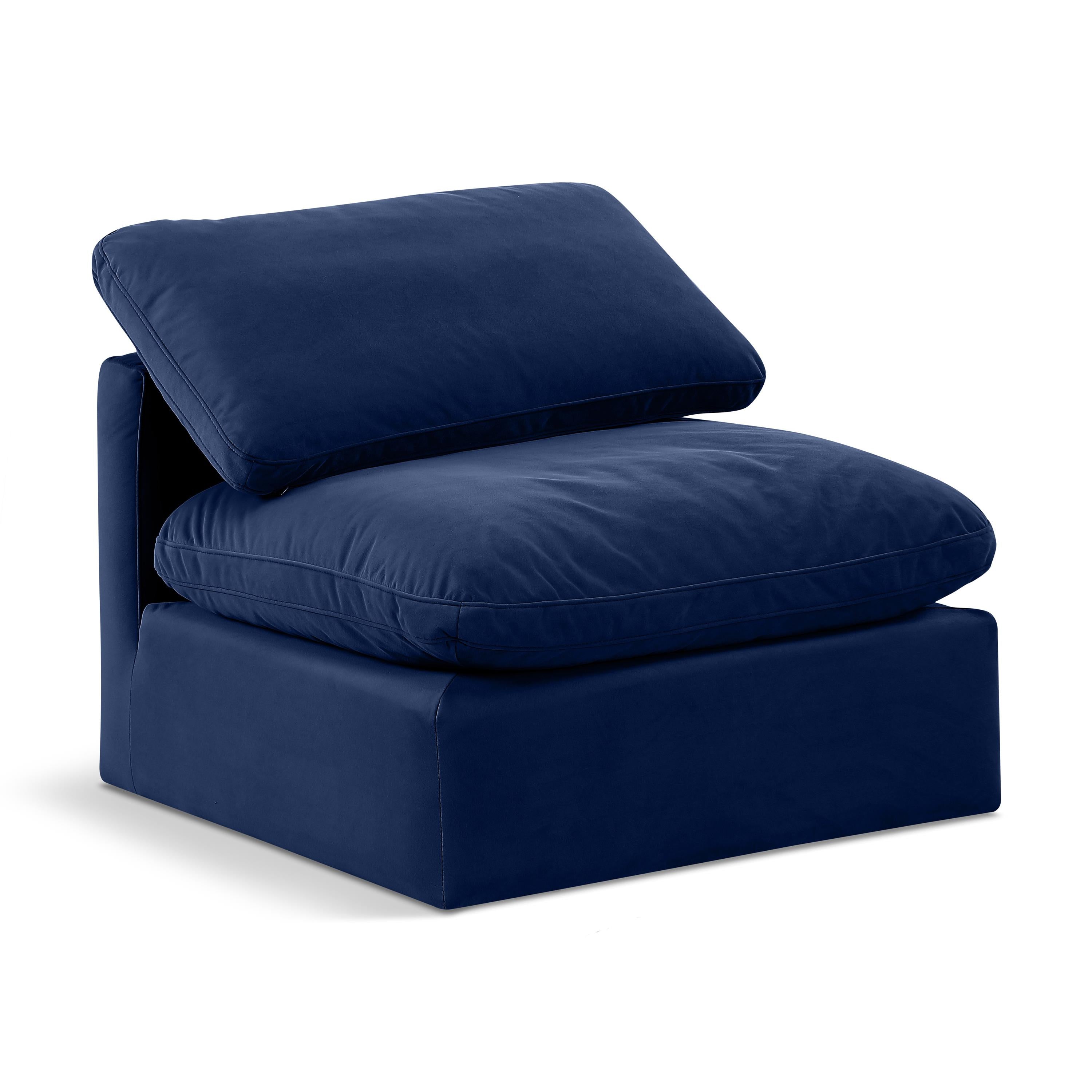 Meridian Indulge Navy Velvet Armless Chair