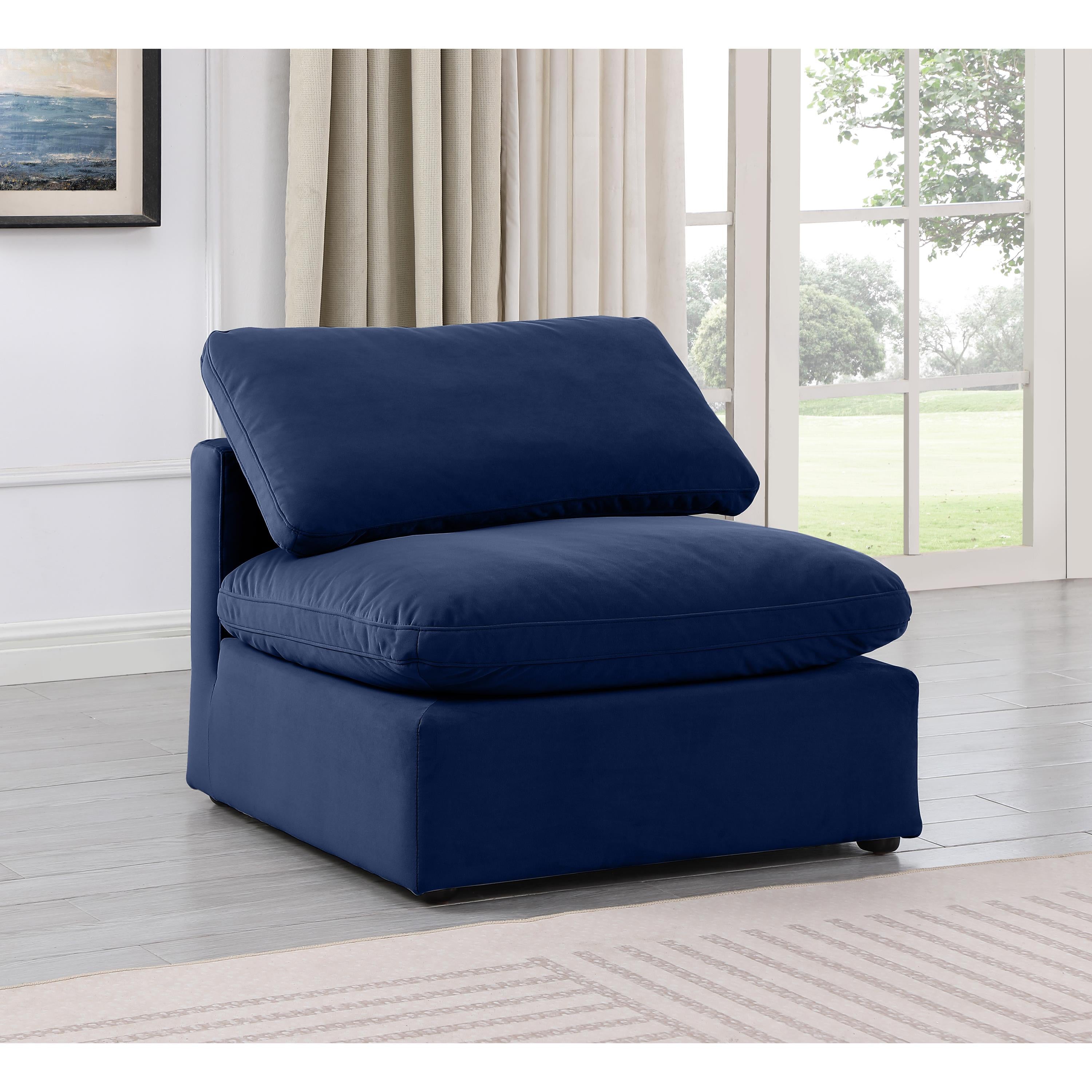Meridian Indulge Navy Velvet Armless Chair