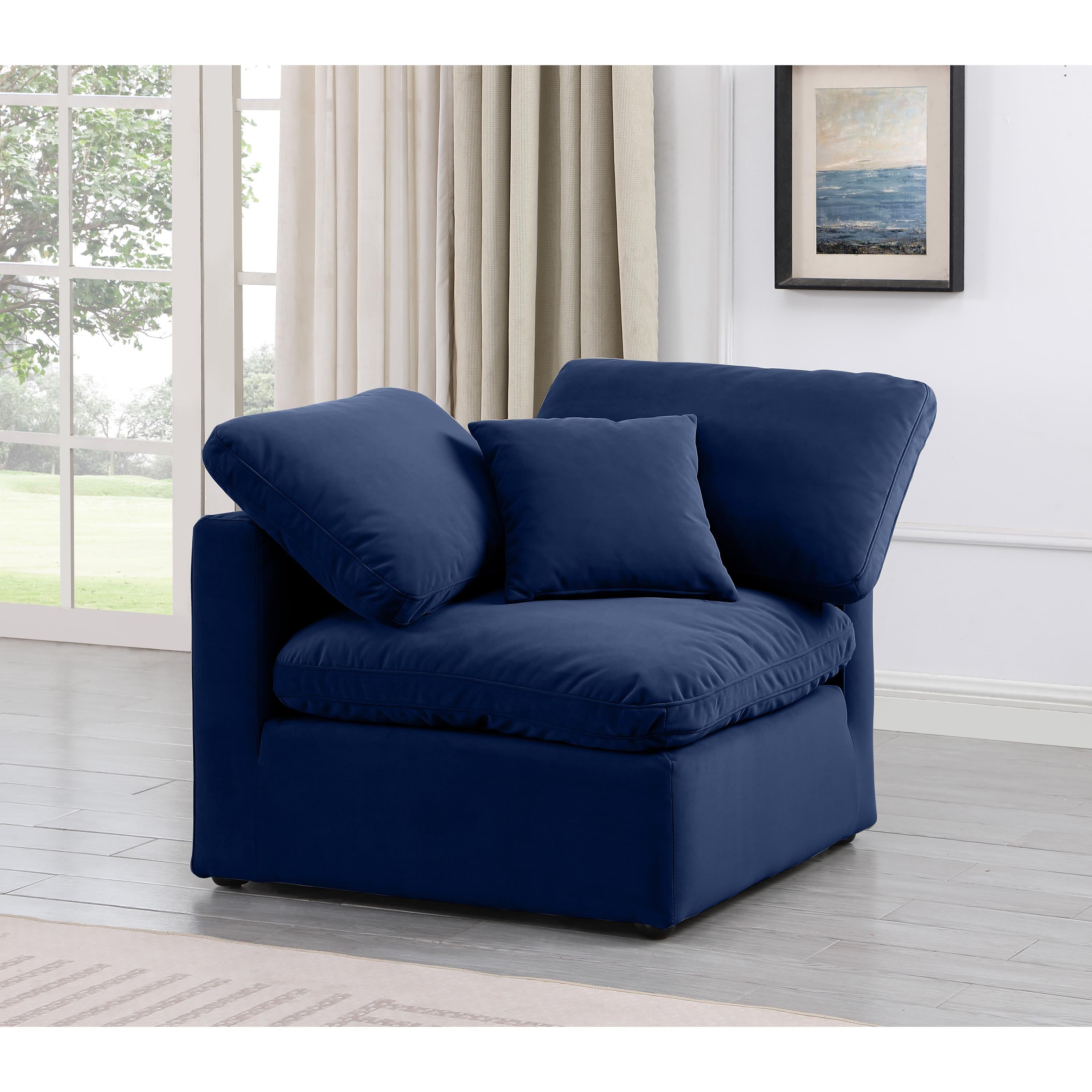 Meridian Indulge Navy Velvet Corner Chair