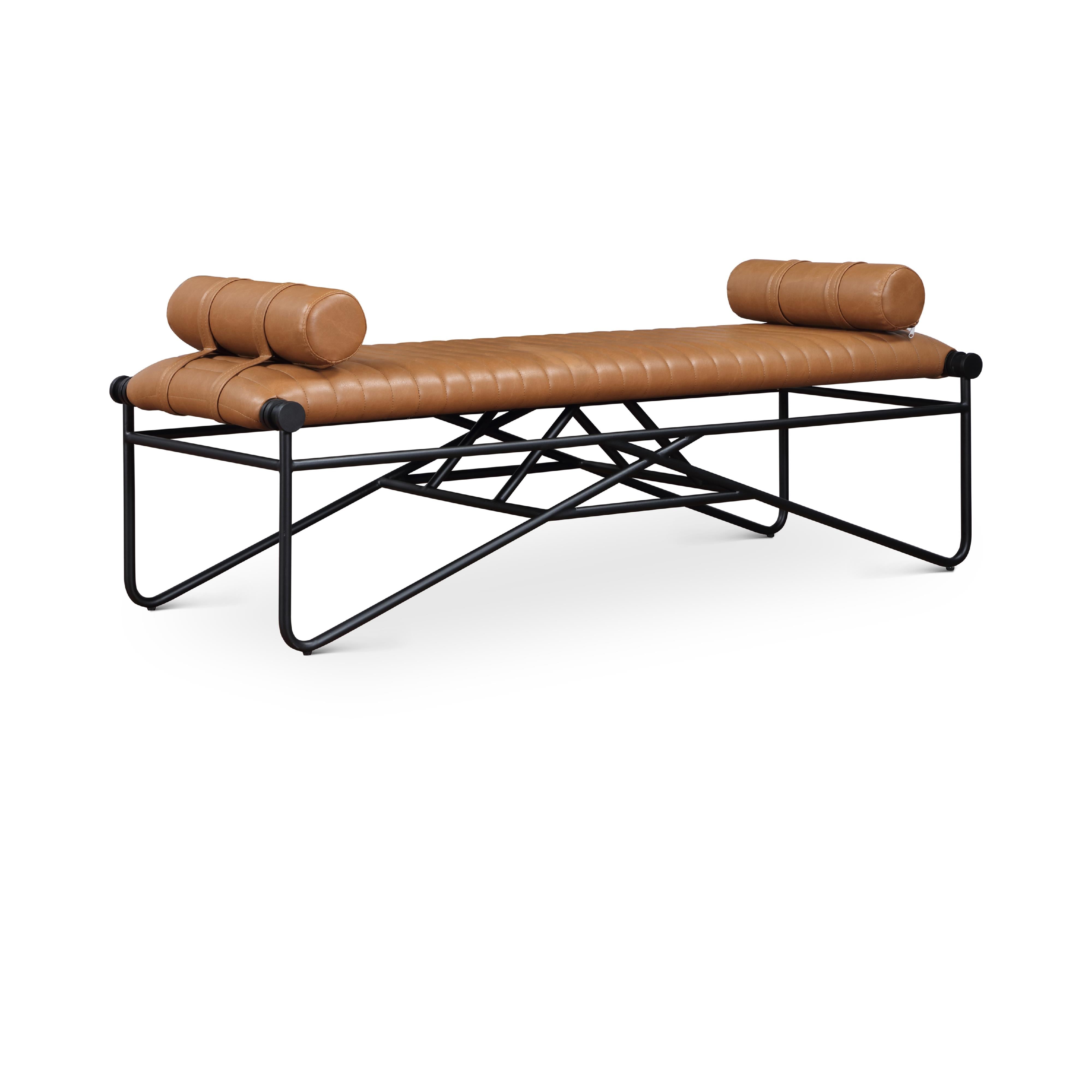 Meridian Gatsby Cognac Vegan Leather Bench