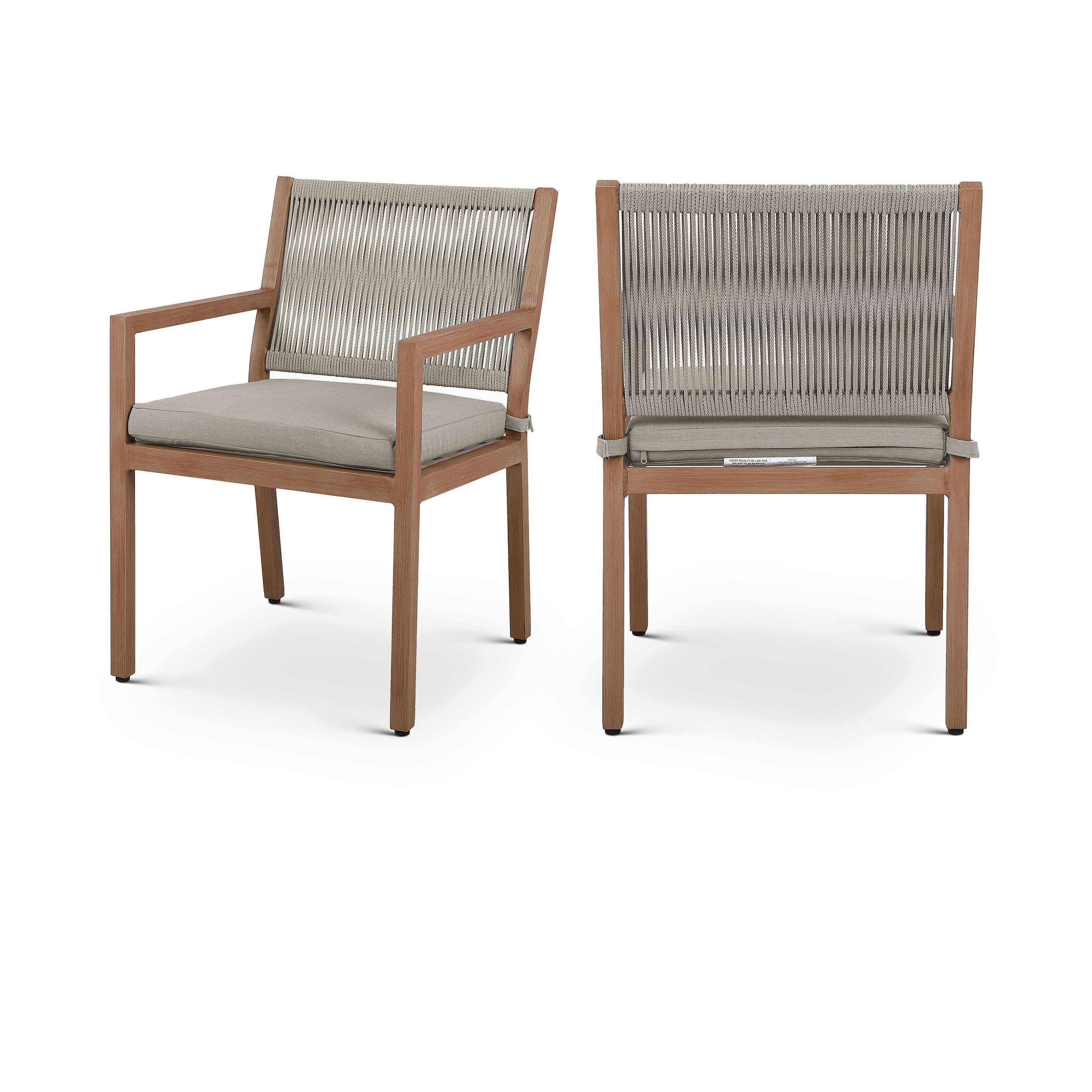 Meridian Maui Grey Water Resistant Fabric Outdoor Patio Dining Arm Chair