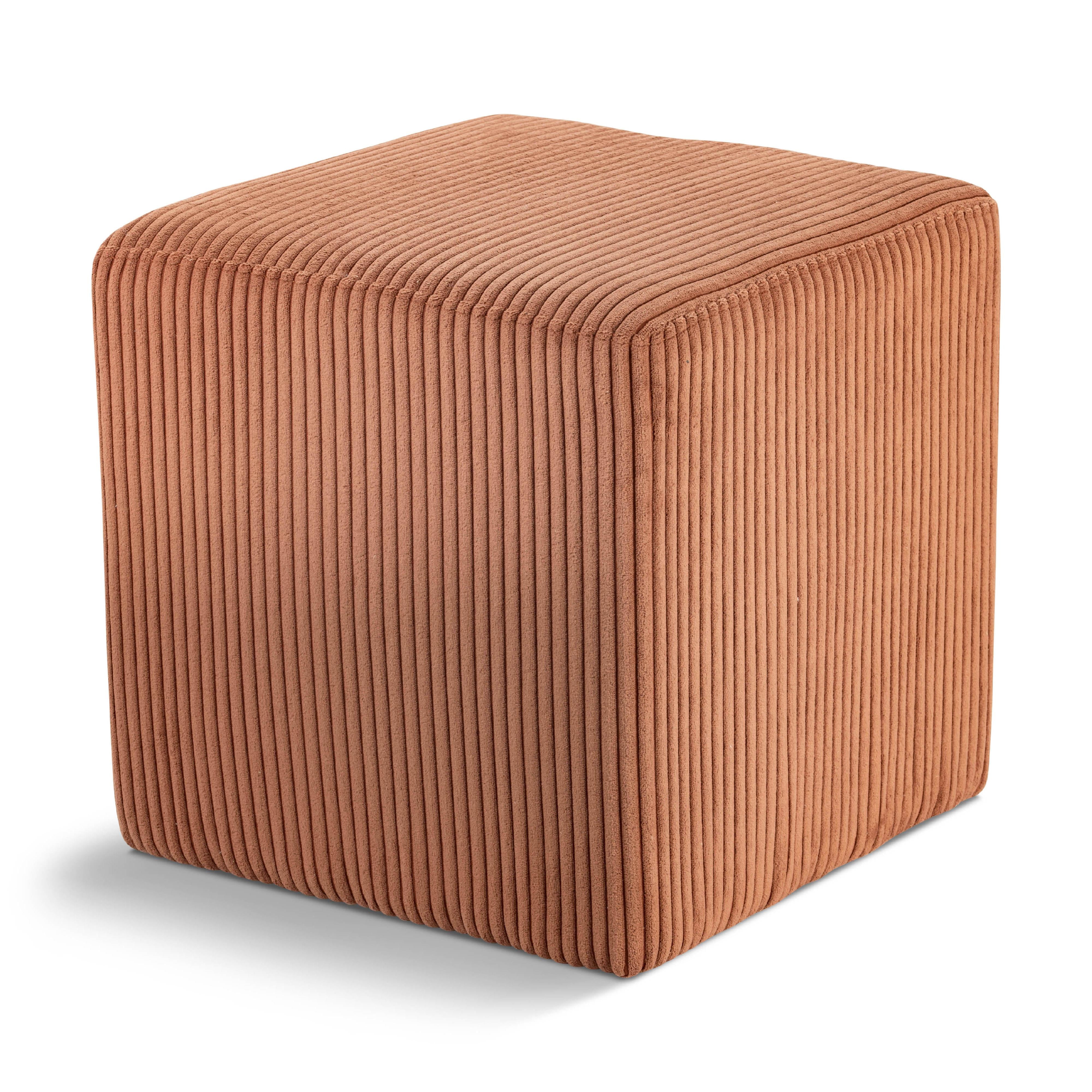 Meridian Roy Cognac Microsuede Fabric Ottoman/Stool