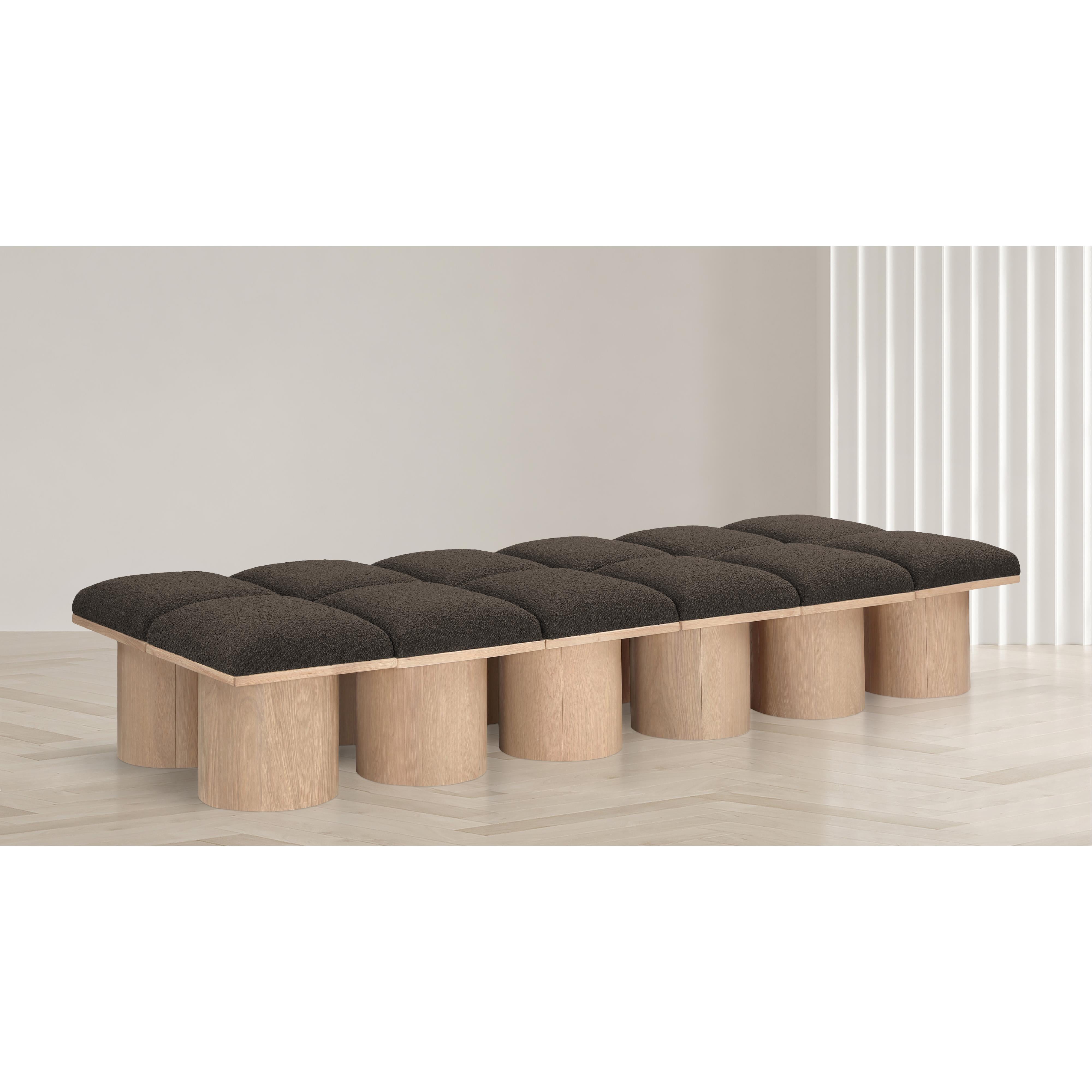 Meridian Pavilion Brown Boucle Fabric Bench