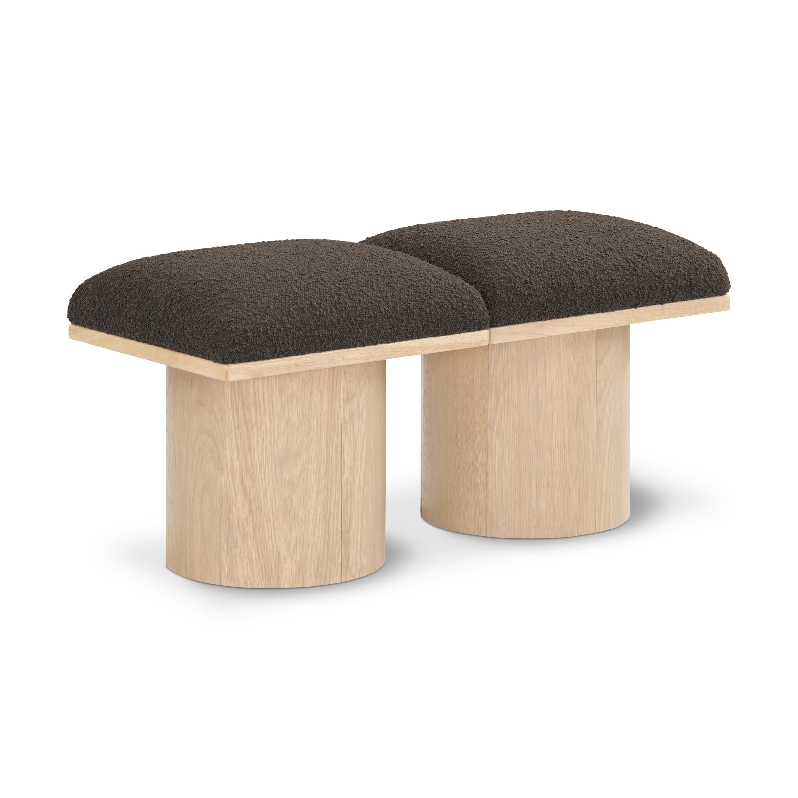 Meridian Pavilion Brown Boucle Fabric Bench