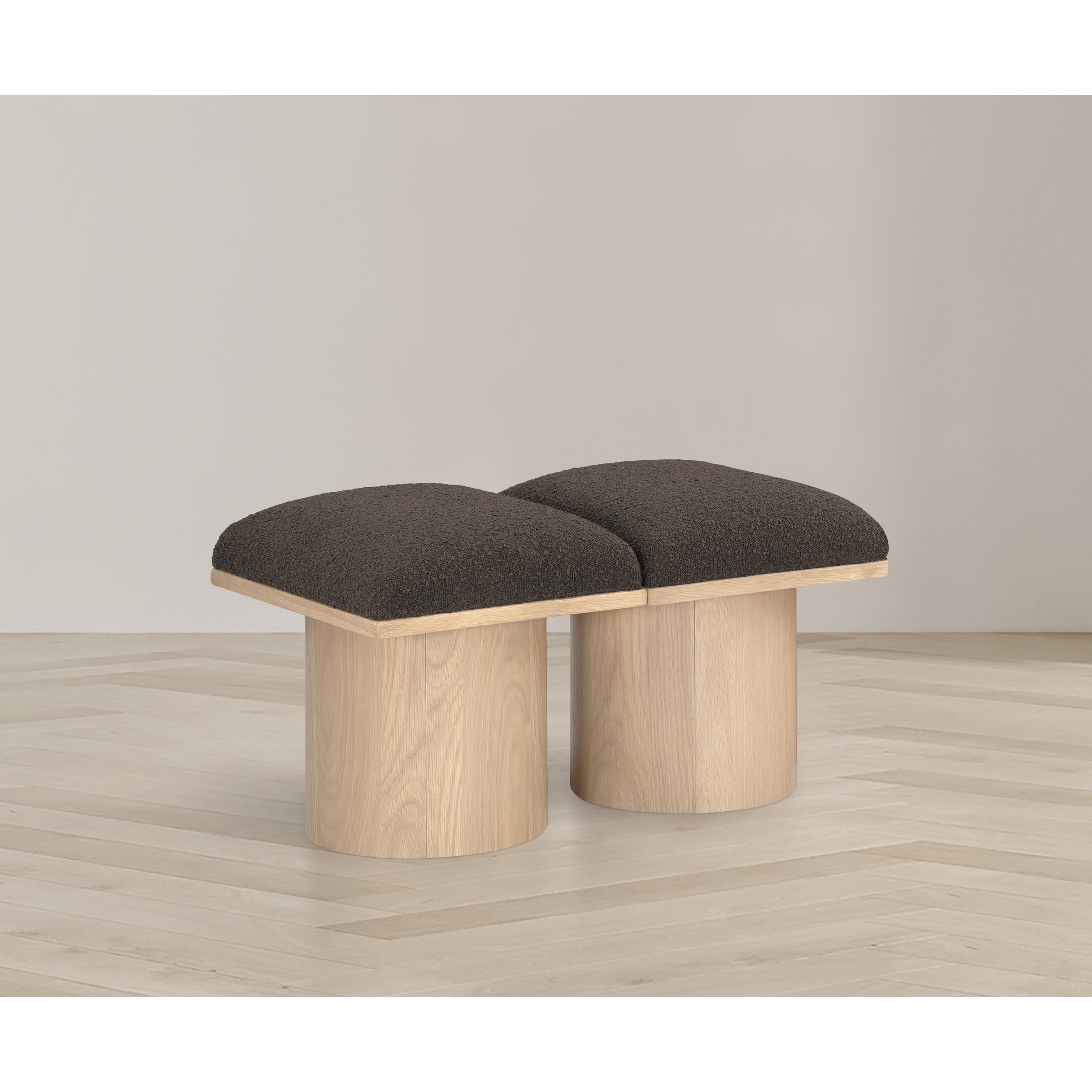 Meridian Pavilion Brown Boucle Fabric Bench
