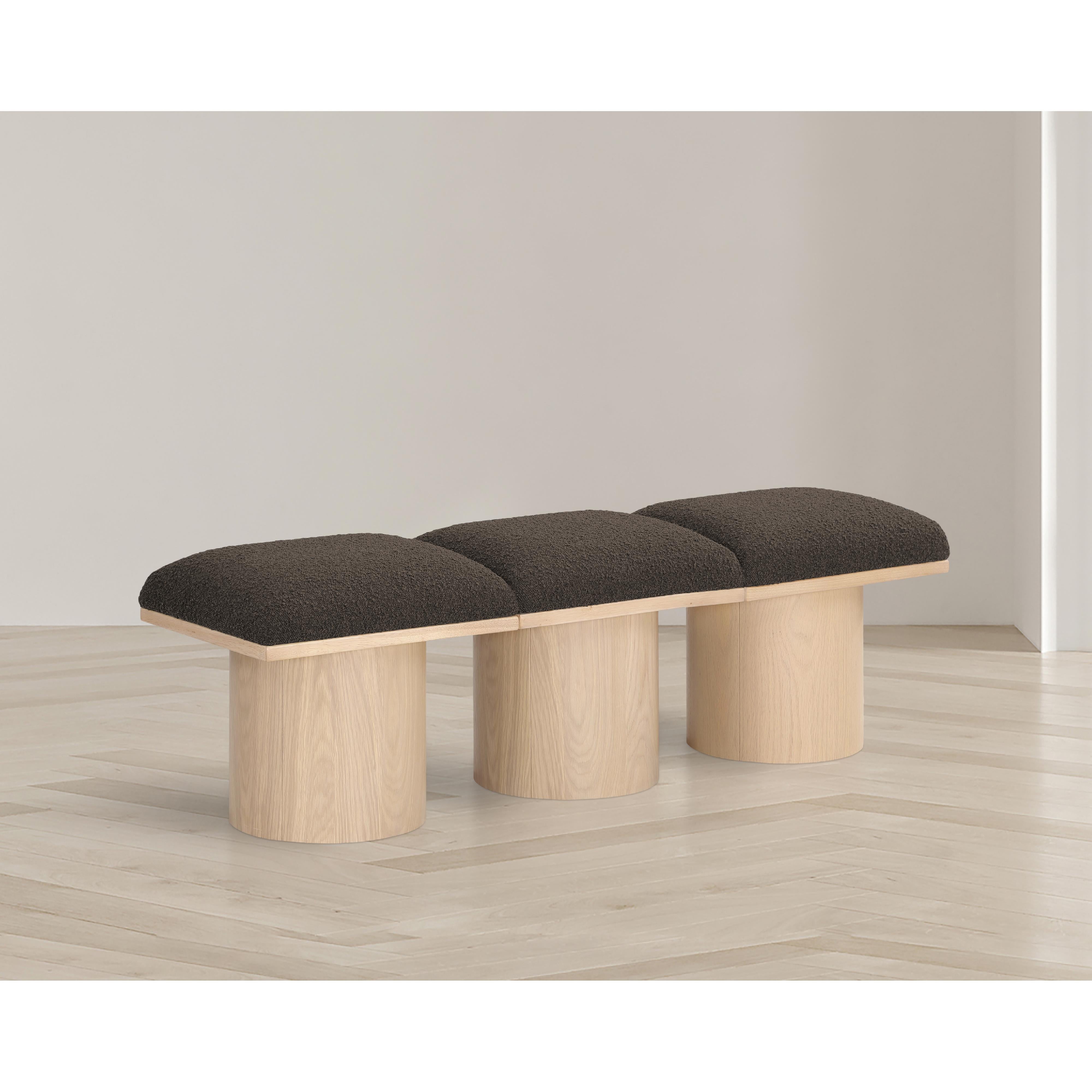 Meridian Pavilion Brown Boucle Fabric Bench