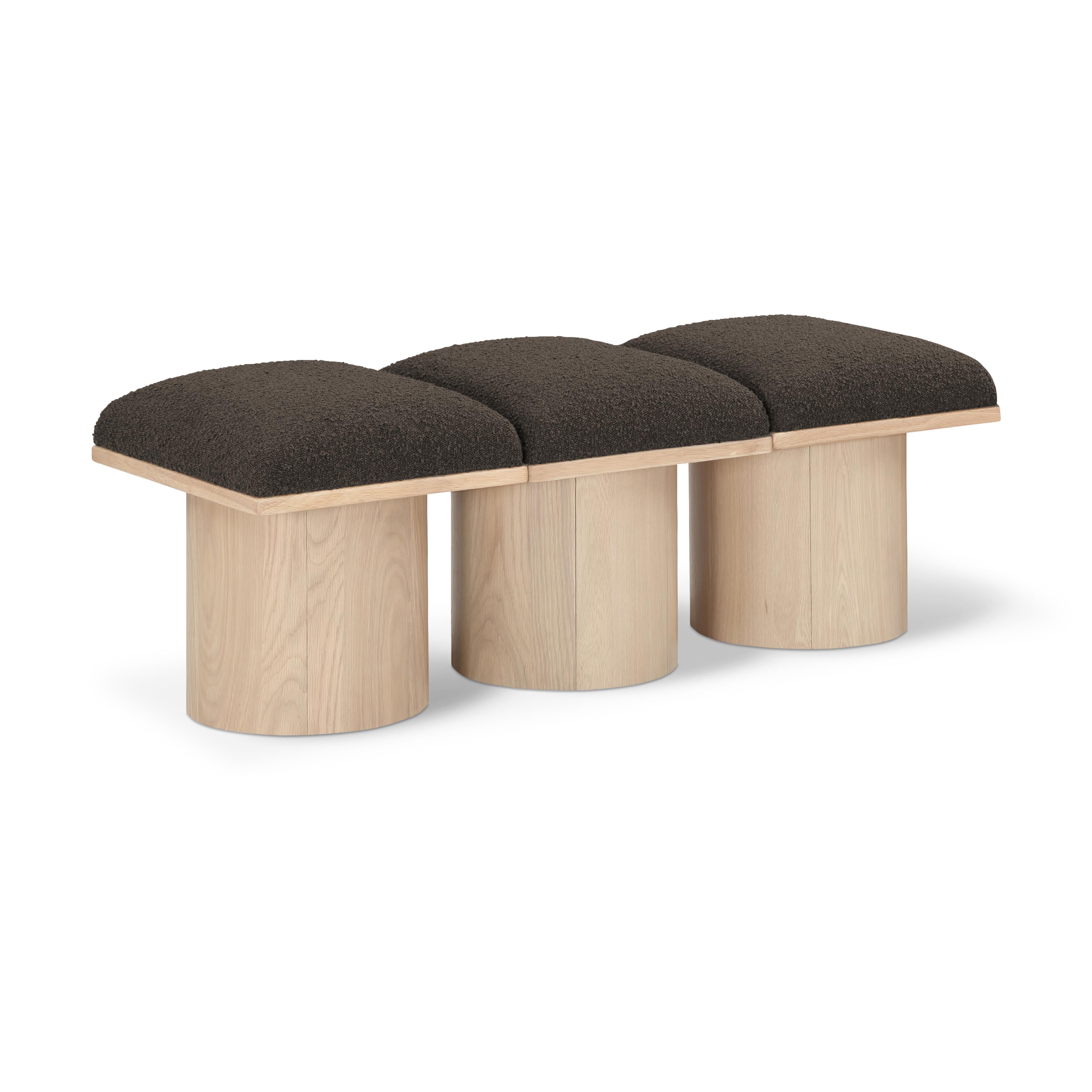 Meridian Pavilion Brown Boucle Fabric Bench
