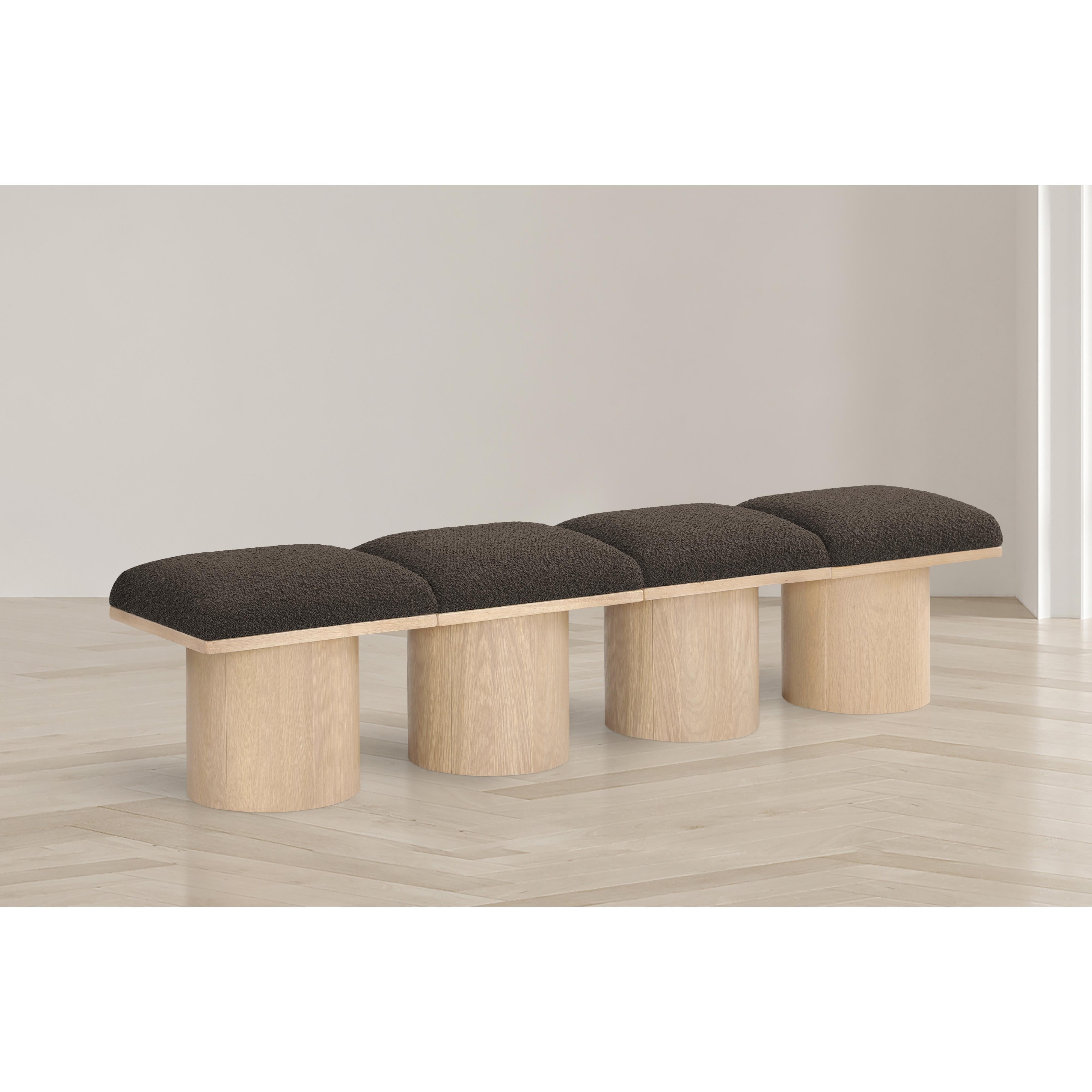 Meridian Pavilion Brown Boucle Fabric Bench
