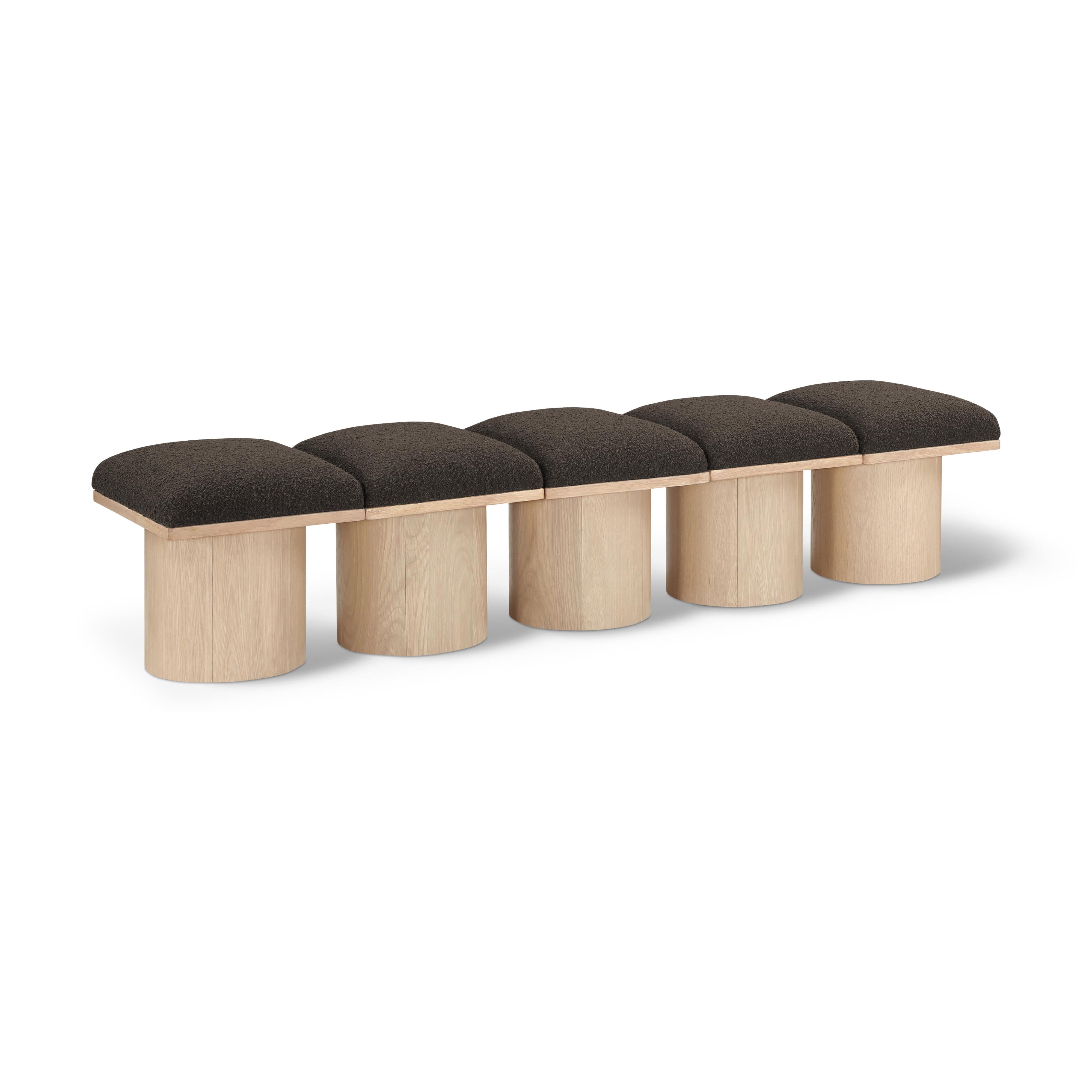 Meridian Pavilion Brown Boucle Fabric Bench