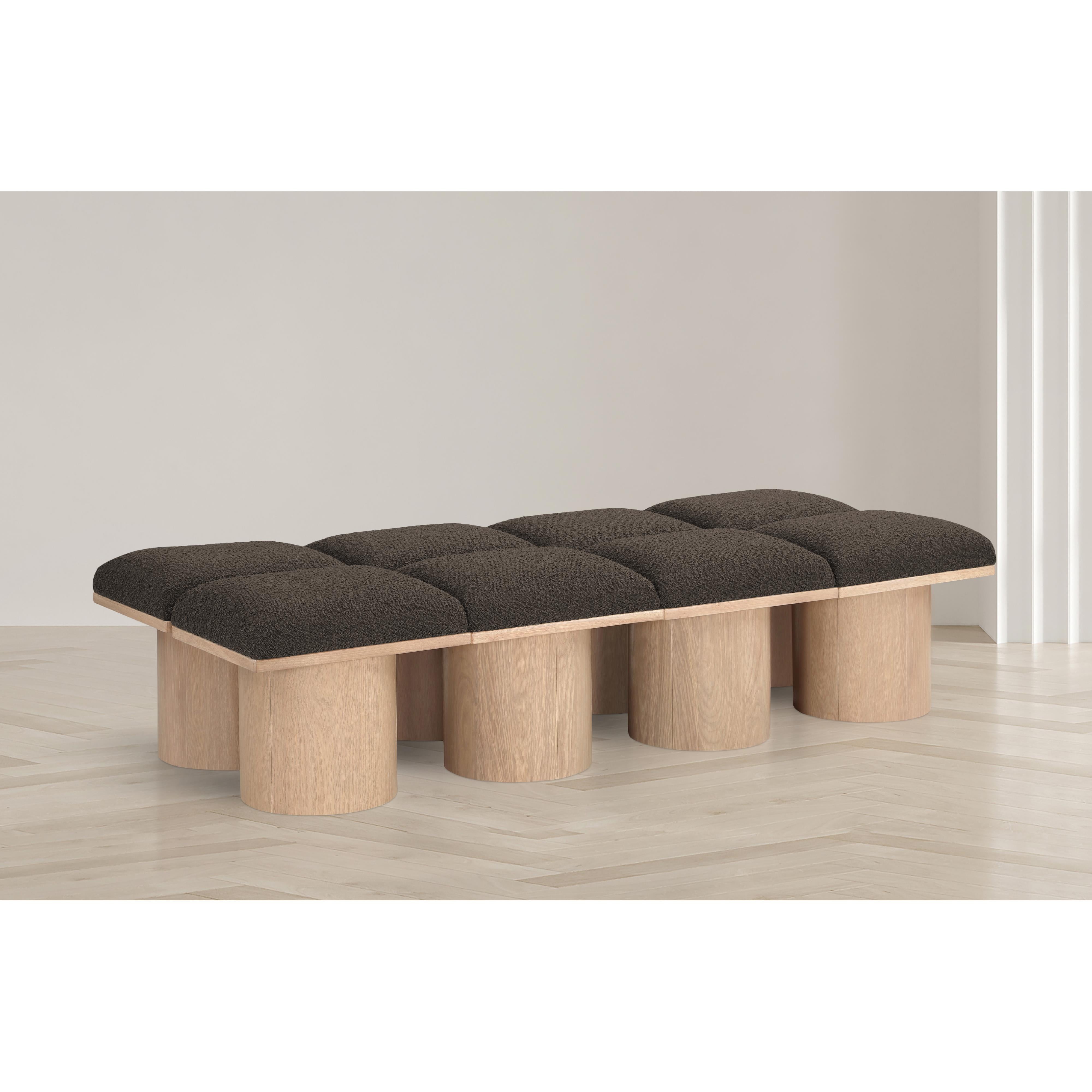 Meridian Pavilion Brown Boucle Fabric Bench