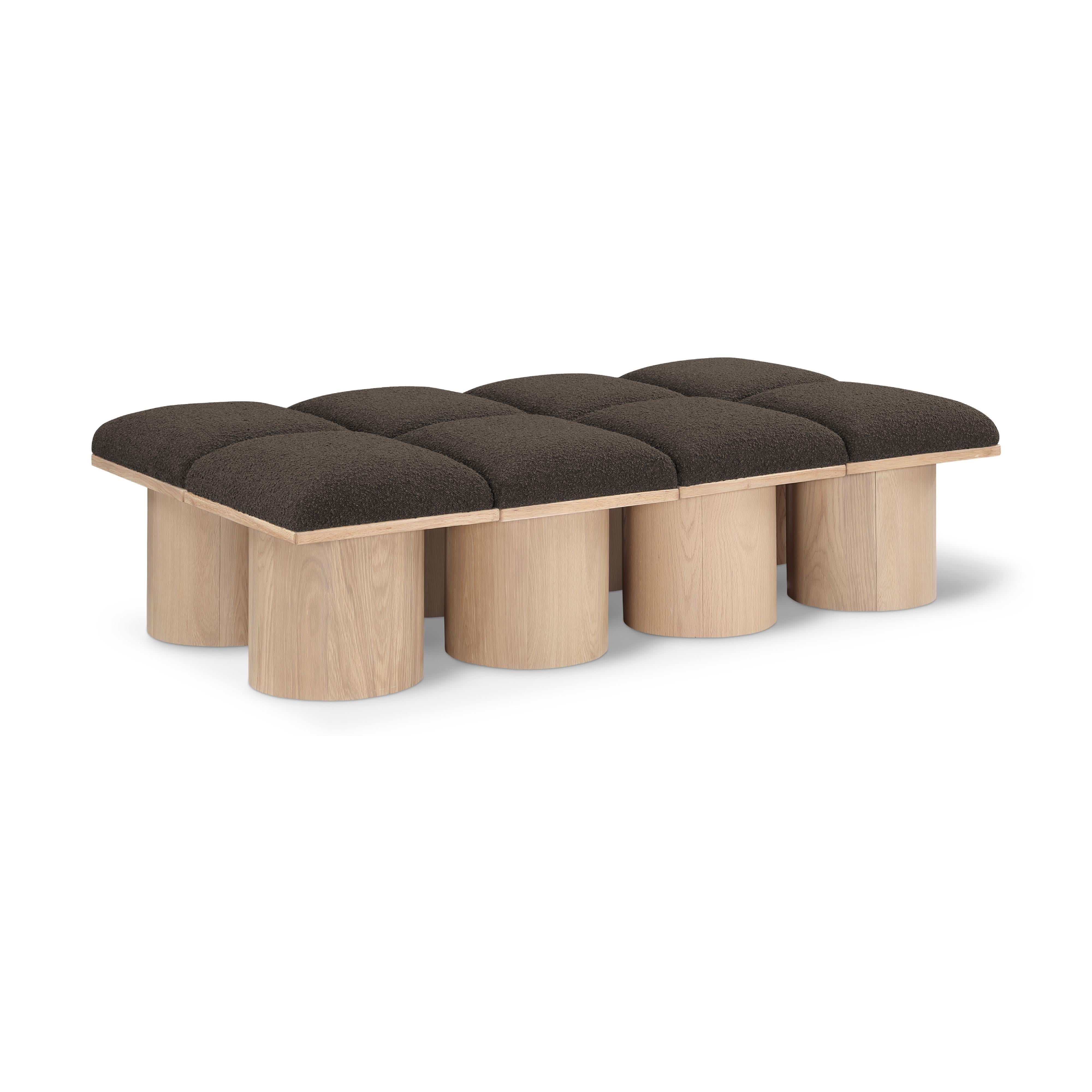 Meridian Pavilion Brown Boucle Fabric Bench