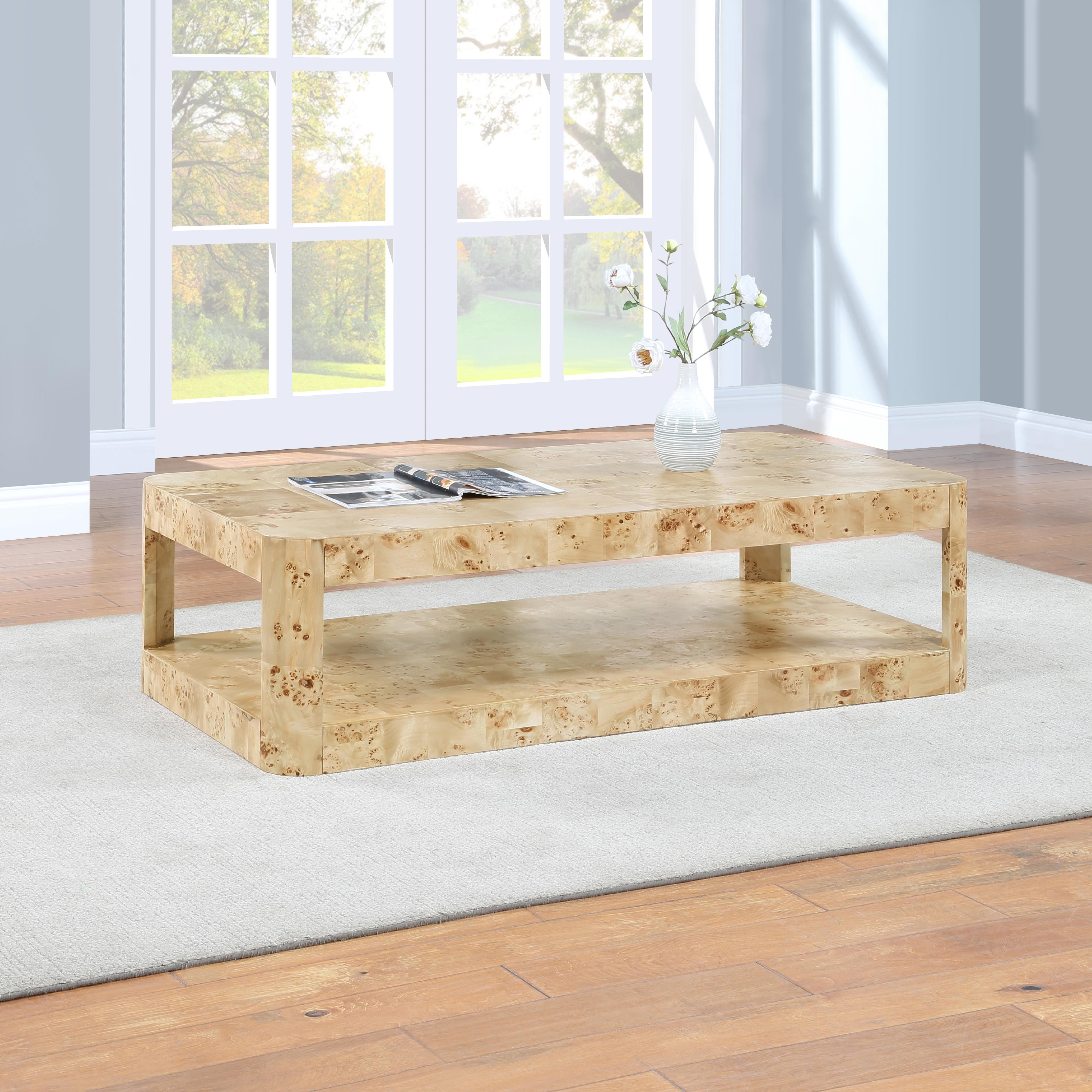 Meridian Reeves Natural Burl Wood Coffee Table
