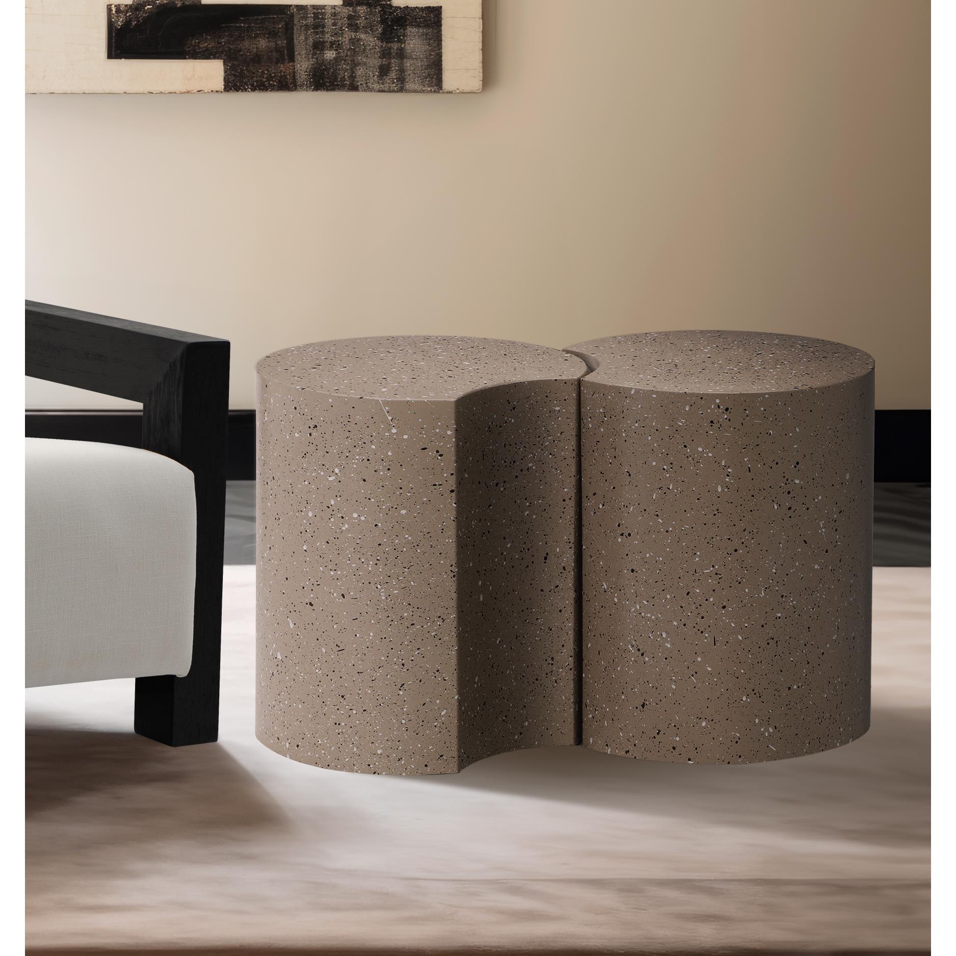 Meridian Dimple Taupe End Table