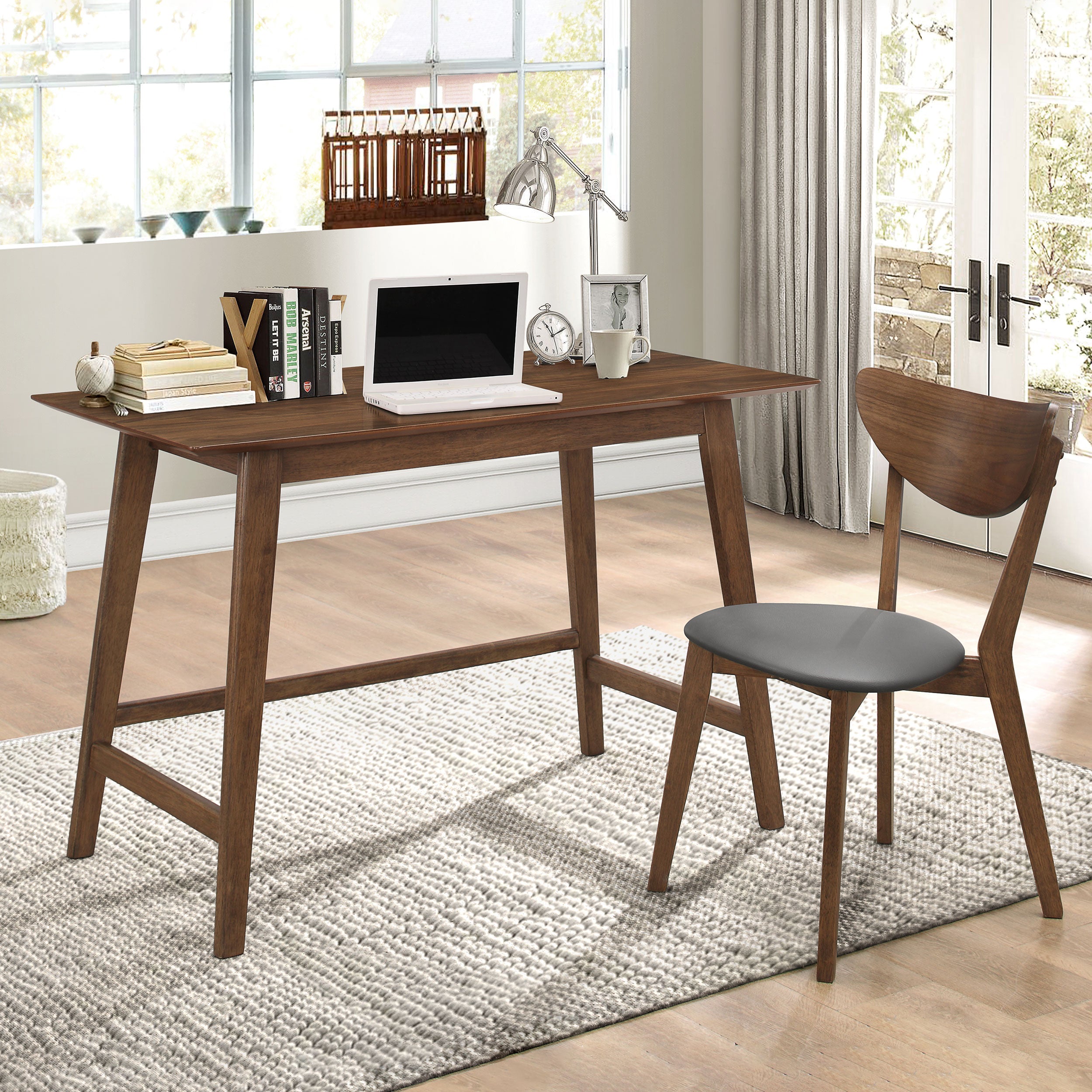 Karri Home Office Computer Desk and Chair Set Walnut