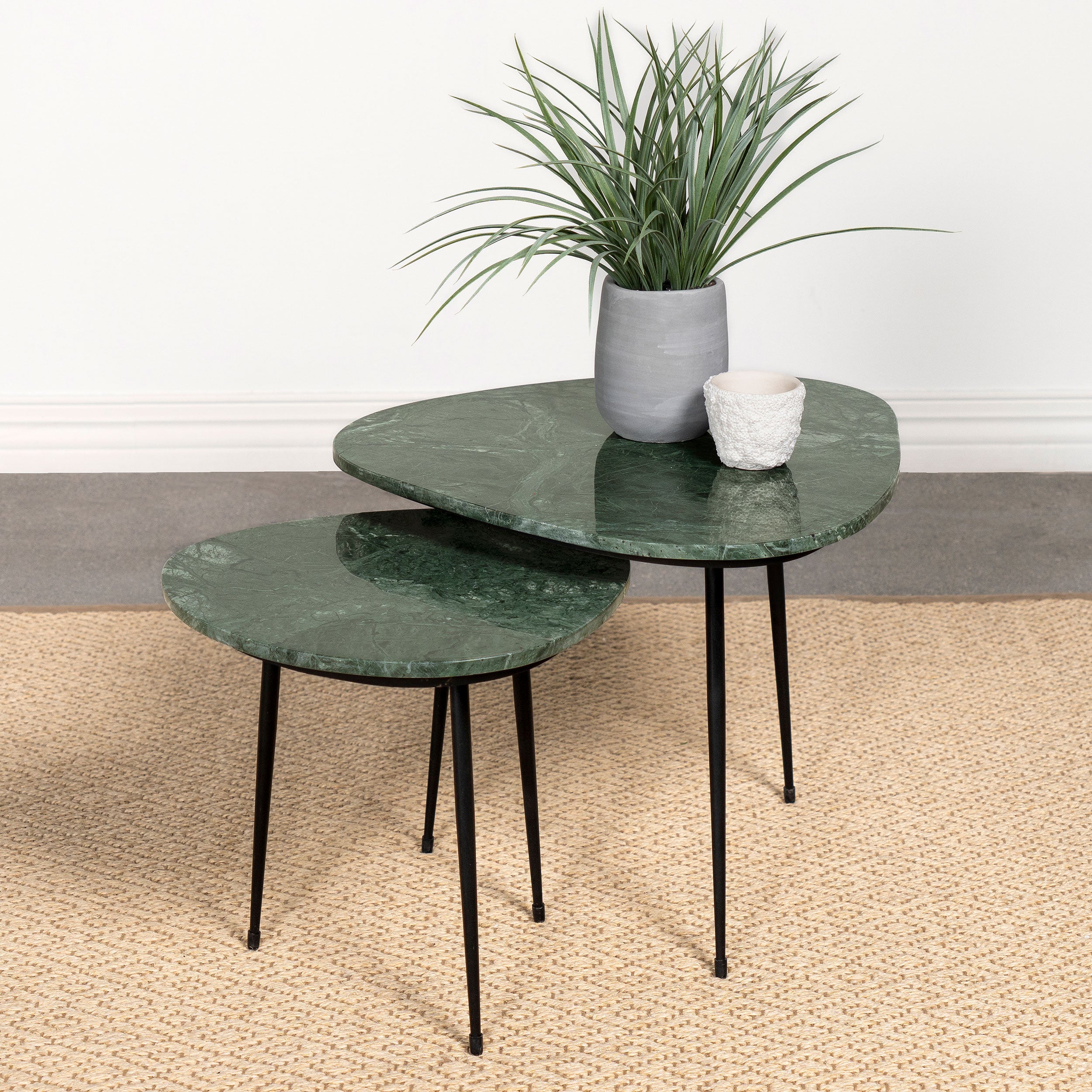 Tobias Triangular Marble Top Nesting Table Green