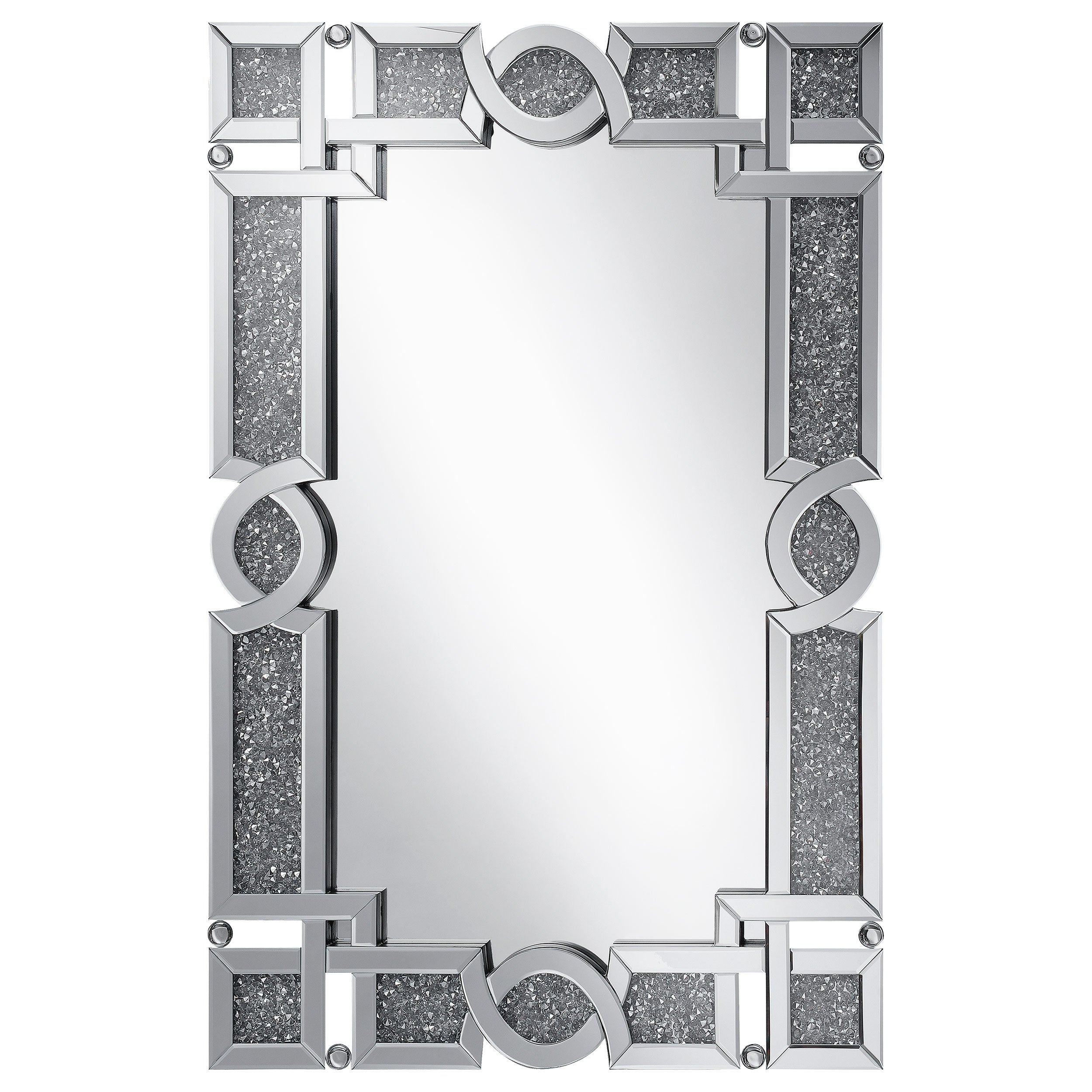 Jackie 32 x 47 Inch Acrylic Crystal Frame Wall Mirror Silver