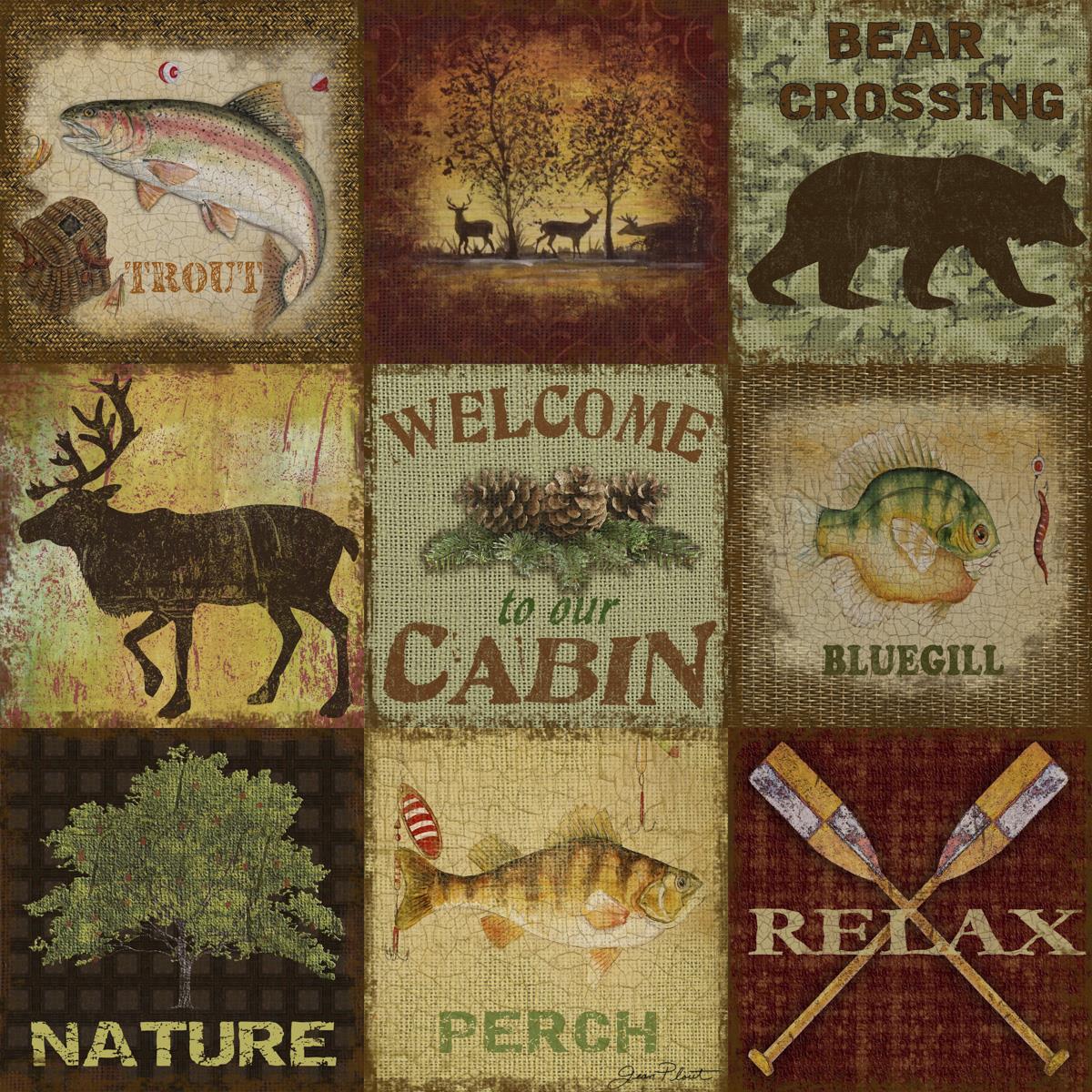 ***Monl*** Lodge Collage By Jean Plout(Framed Small) Giclee Canvas