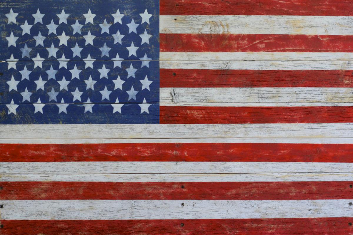 American Flag By Brandi Fitzgerald (Small And Framed) Giclee Canvas